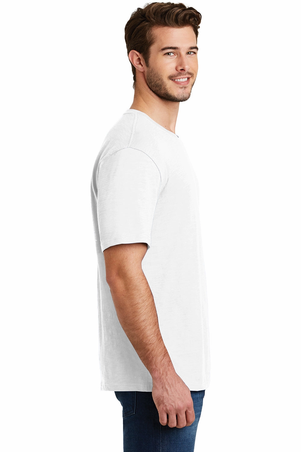 District Mens Super Slub Short Sleeve Crewneck T-Shirt - White - Closeout
