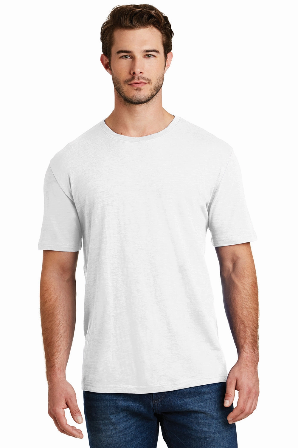 District Mens Super Slub Short Sleeve Crewneck T-Shirt - White - Closeout