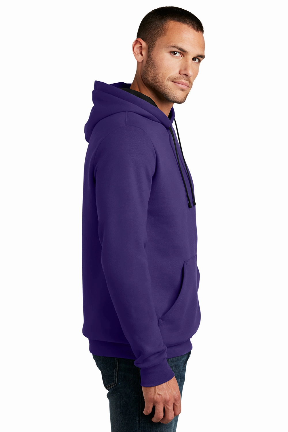 District Mens The Concert Fleece Hooded Sweatshirt Hoodie w/ Pouch Pocket - Purple