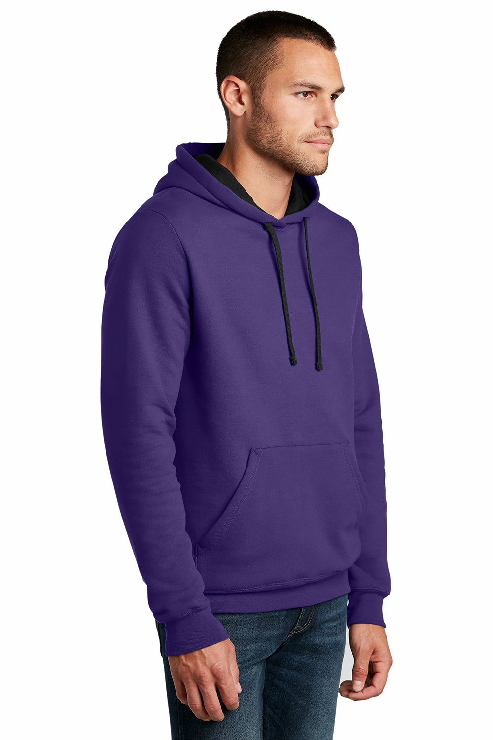 District Mens The Concert Fleece Hooded Sweatshirt Hoodie w/ Pouch Pocket - Purple