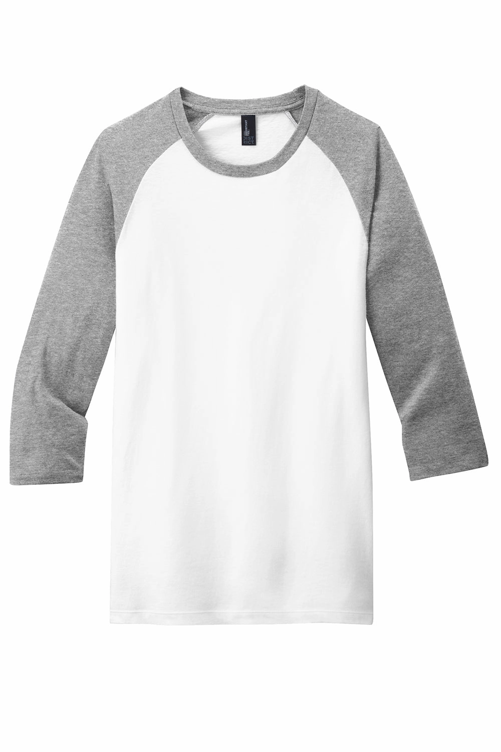 District Mens Very Important 3/4 Sleeve Crewneck T-Shirt - White/Heather Light Grey - Closeout