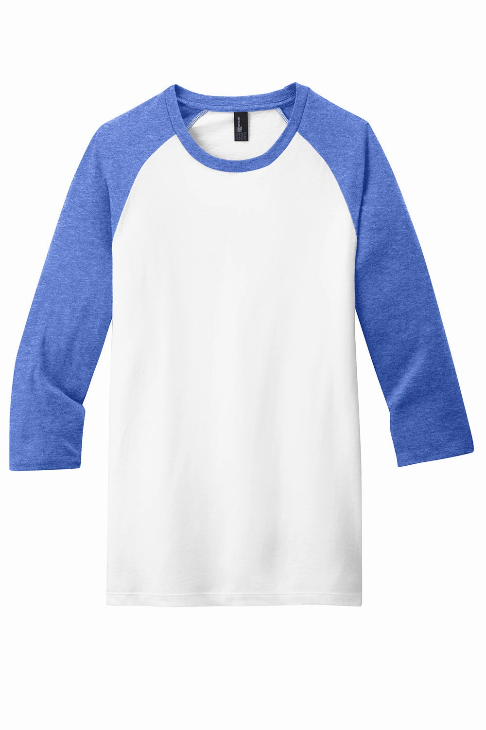 District Mens Very Important 3/4 Sleeve Crewneck T-Shirt - White/Royal Blue Frost - Closeout