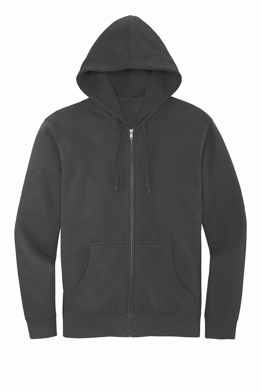 District Mens Very Important Fleece Full Zip Hooded Sweatshirt Hoodie w/ Pockets - Charcoal Grey