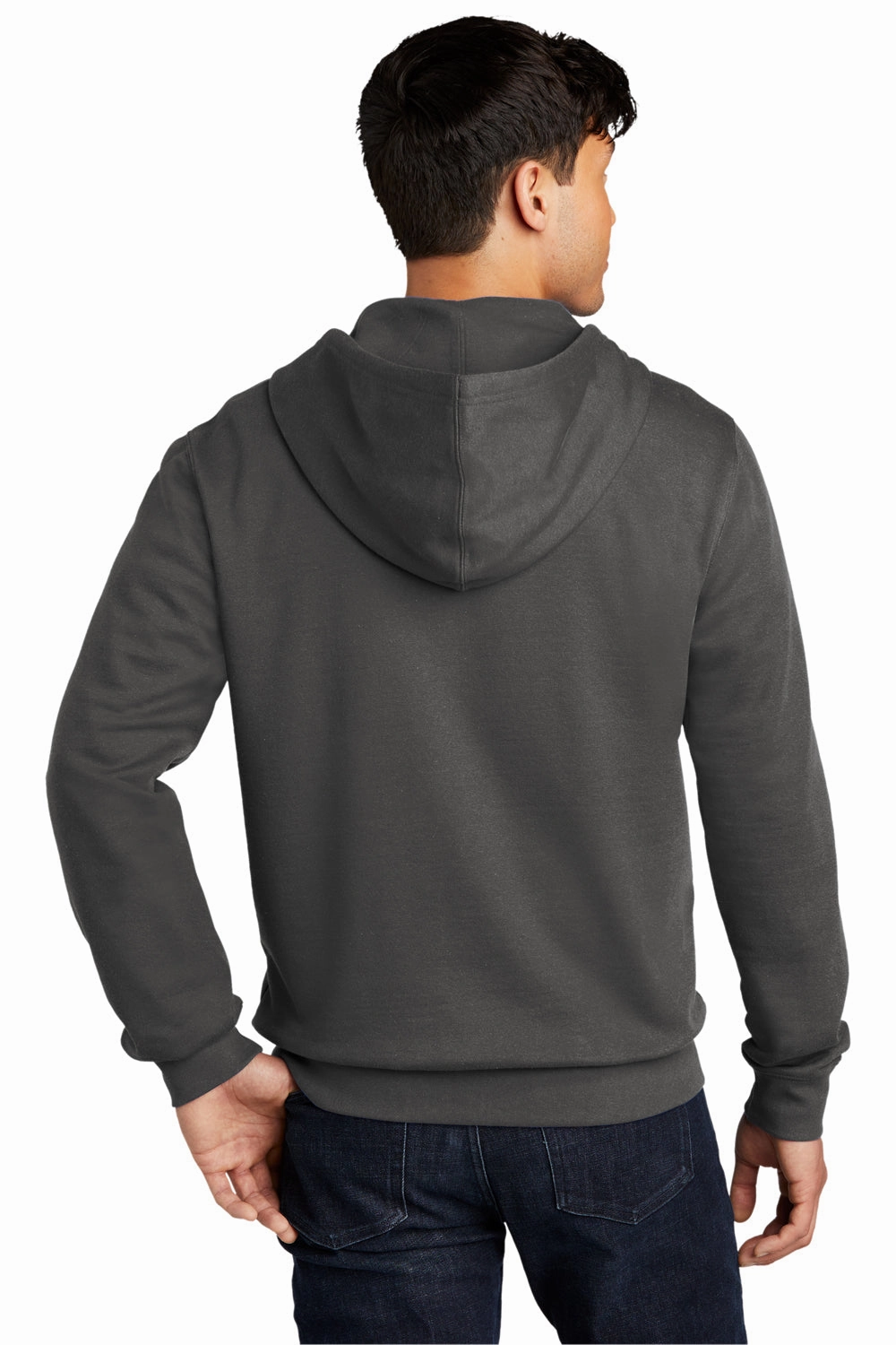District Mens Very Important Fleece Full Zip Hooded Sweatshirt Hoodie w/ Pockets - Charcoal Grey