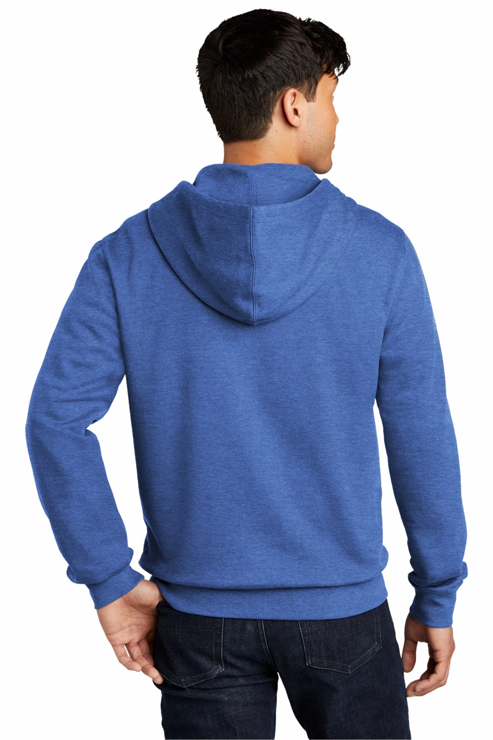 District Mens Very Important Fleece Full Zip Hooded Sweatshirt Hoodie w/ Pockets - Royal Blue Frost
