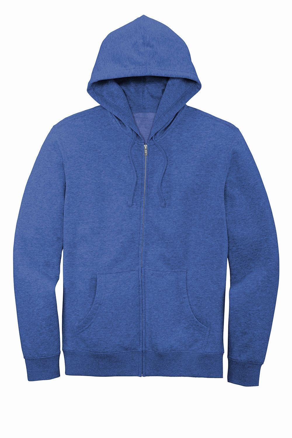 District Mens Very Important Fleece Full Zip Hooded Sweatshirt Hoodie w/ Pockets - Royal Blue Frost