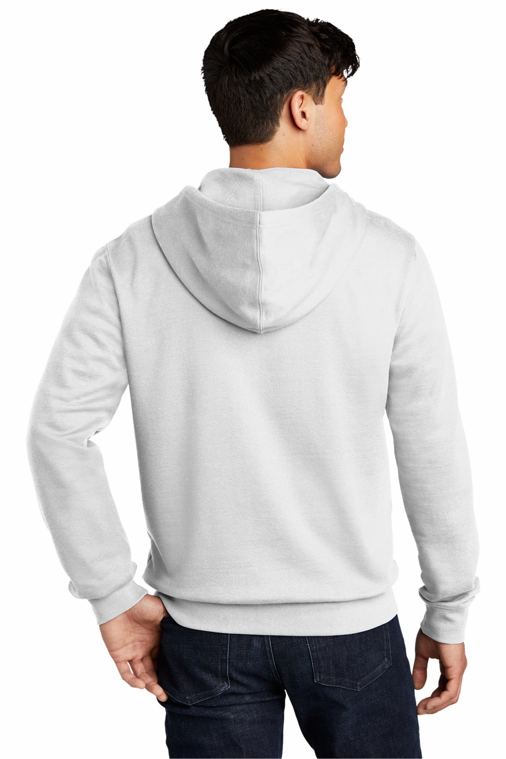 District Mens Very Important Fleece Full Zip Hooded Sweatshirt Hoodie w/ Pockets - White