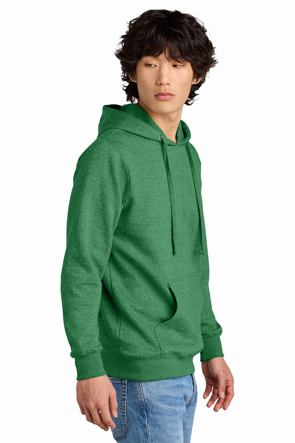 District Mens Very Important Fleece Hooded Sweatshirt Hoodie w/ Pouch Pocket - Heather Kelly Green