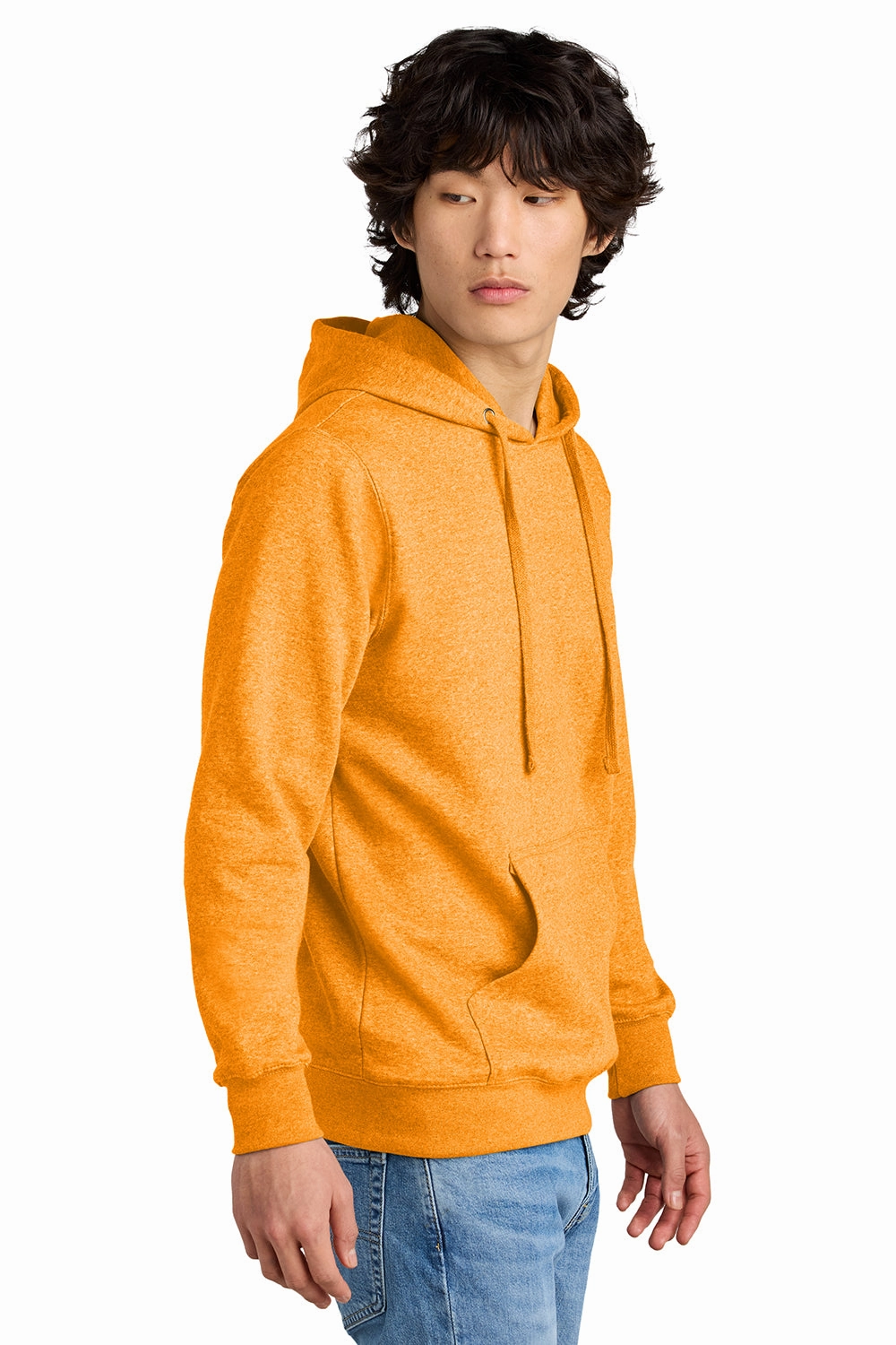 District Mens Very Important Fleece Hooded Sweatshirt Hoodie w/ Pouch Pocket - Heather Marigold