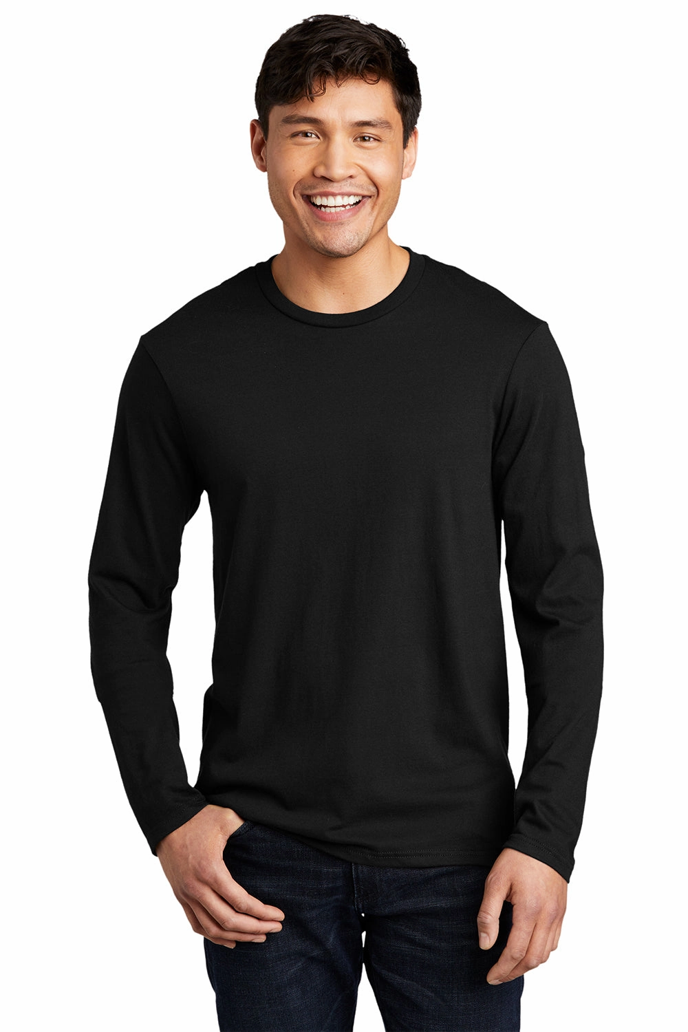 District Mens Very Important Long Sleeve Crewneck T-Shirt - Black