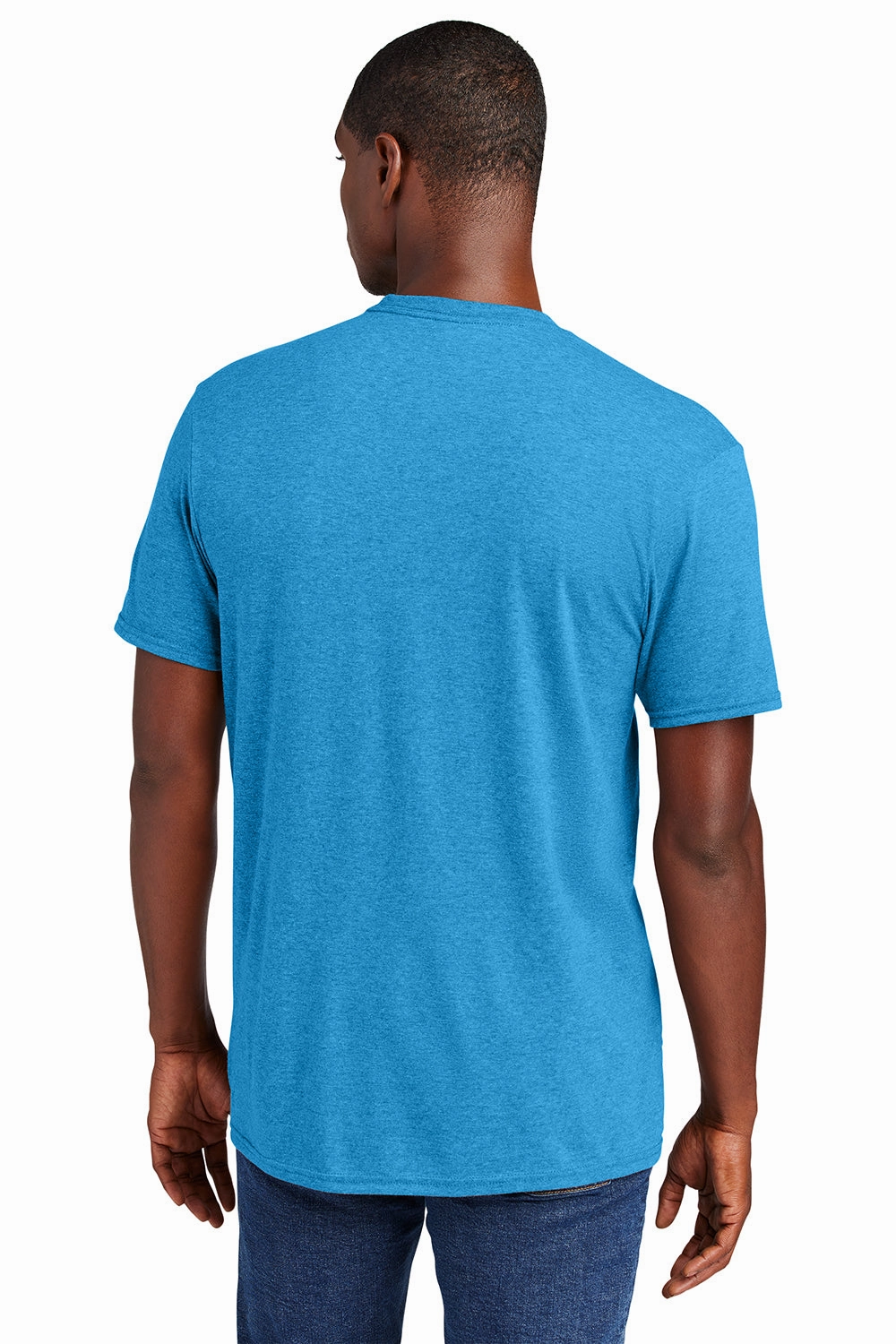 District Mens Very Important Short Sleeve Crewneck T-Shirt - Heather Bright Turquoise Blue