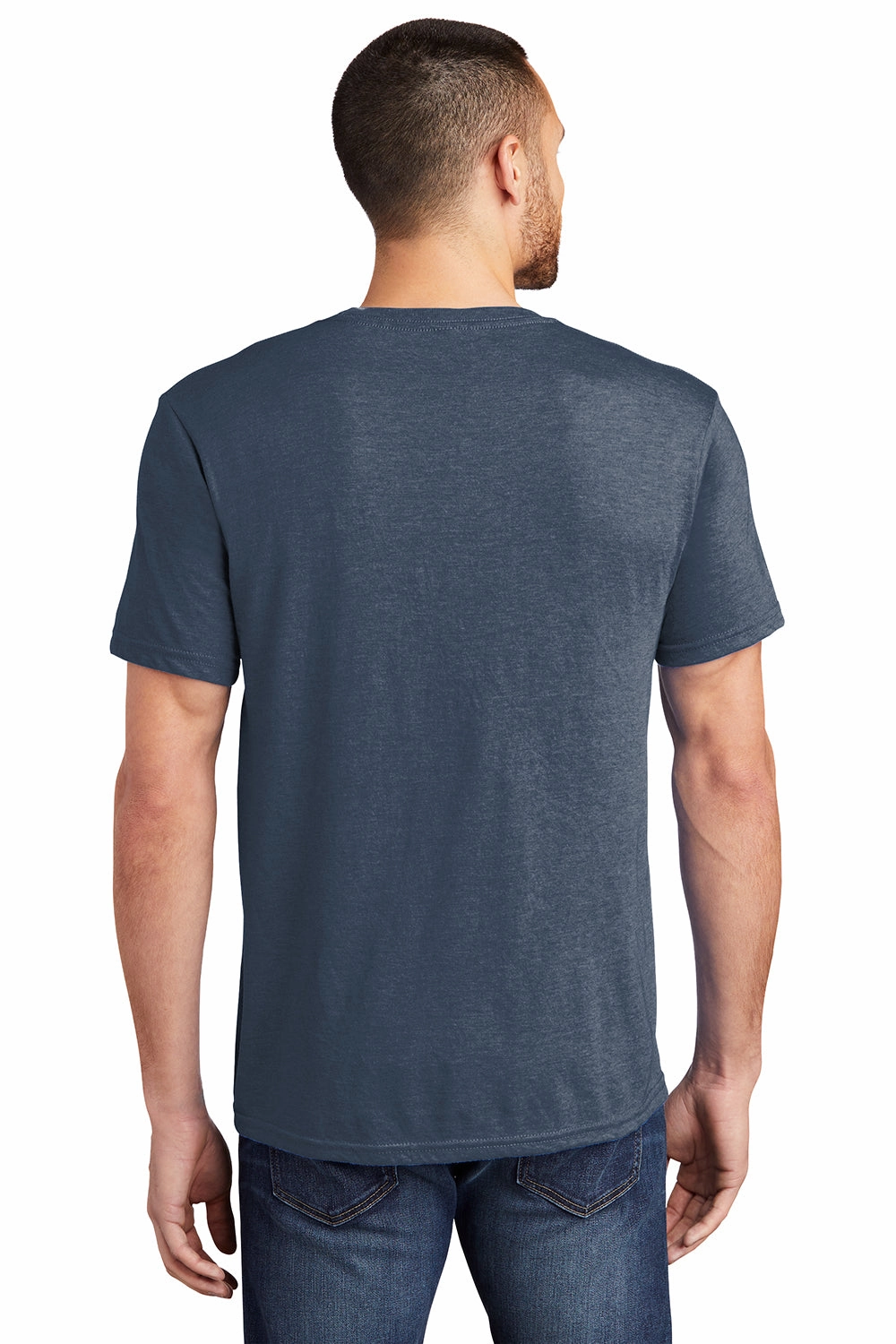 District Mens Very Important Short Sleeve Crewneck T-Shirt w/ Pocket - Heather Navy Blue