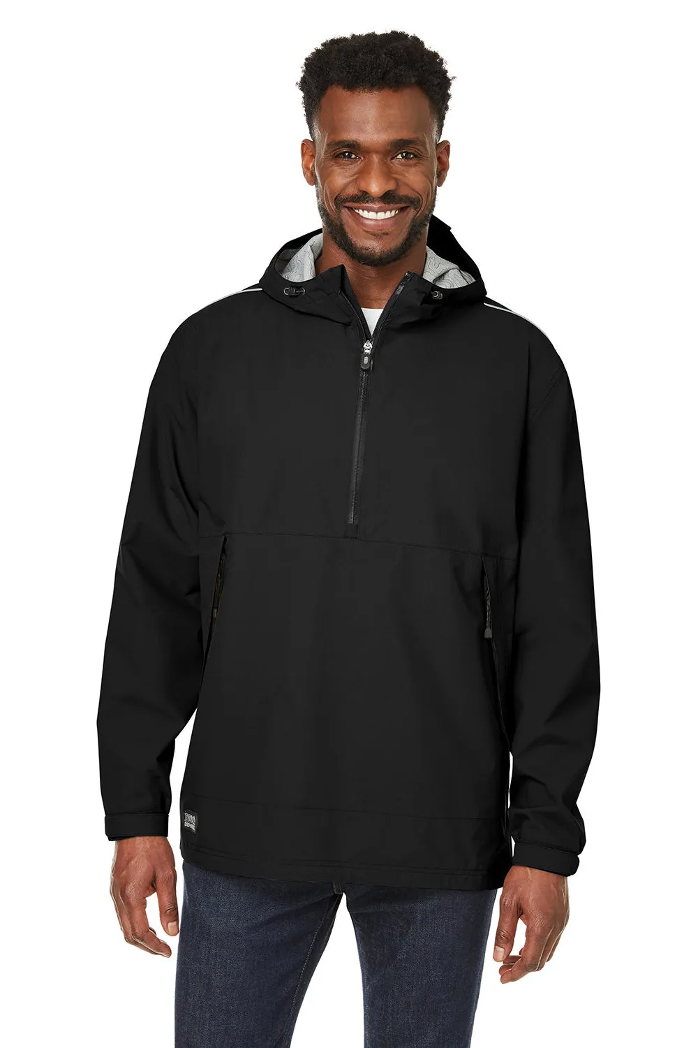 Dri Duck Mens Challenger Stain Resistant 1/4 Zip Hooded Anorak Jacket - Black