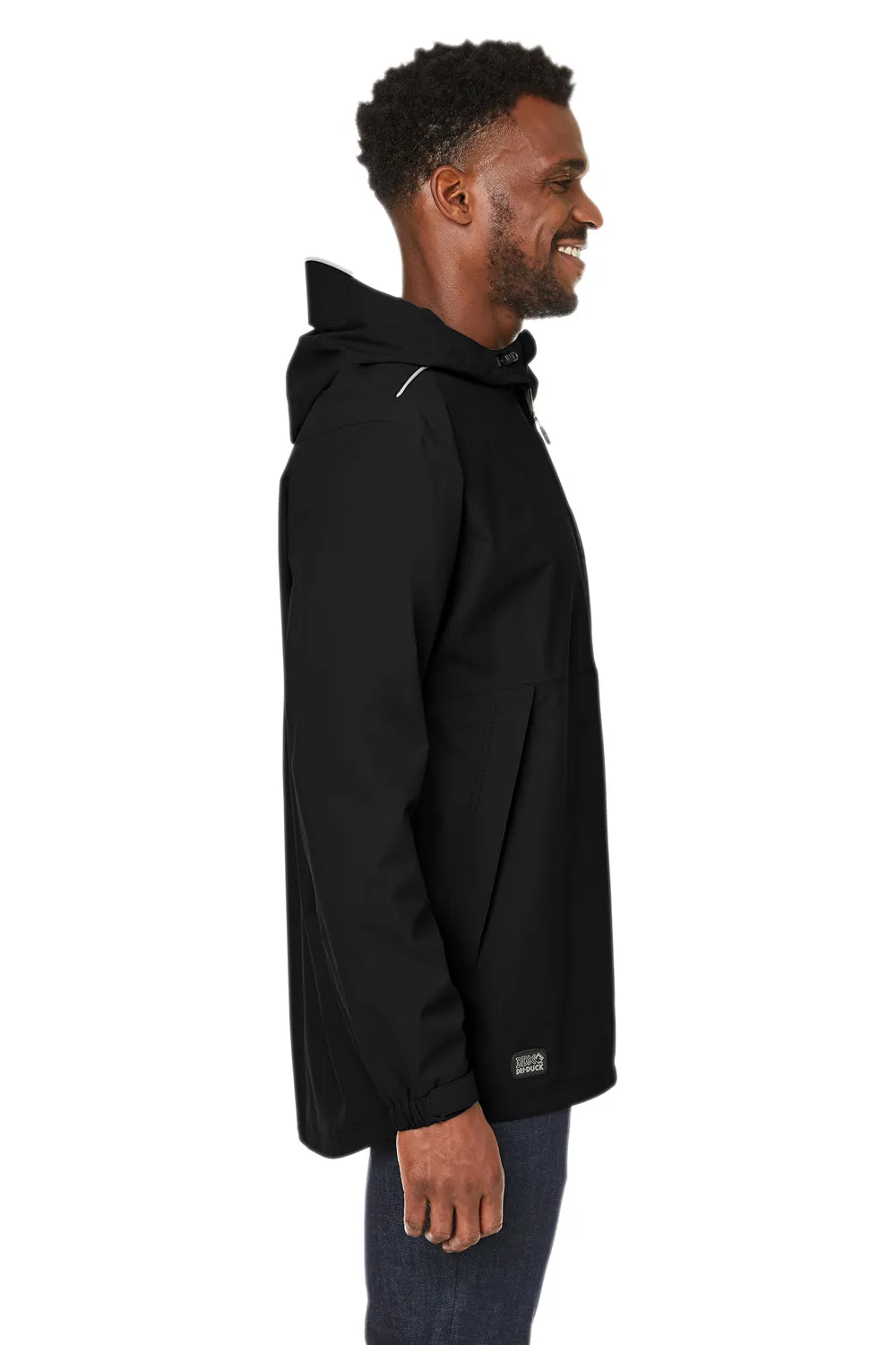 Dri Duck Mens Challenger Stain Resistant 1/4 Zip Hooded Anorak Jacket - Black