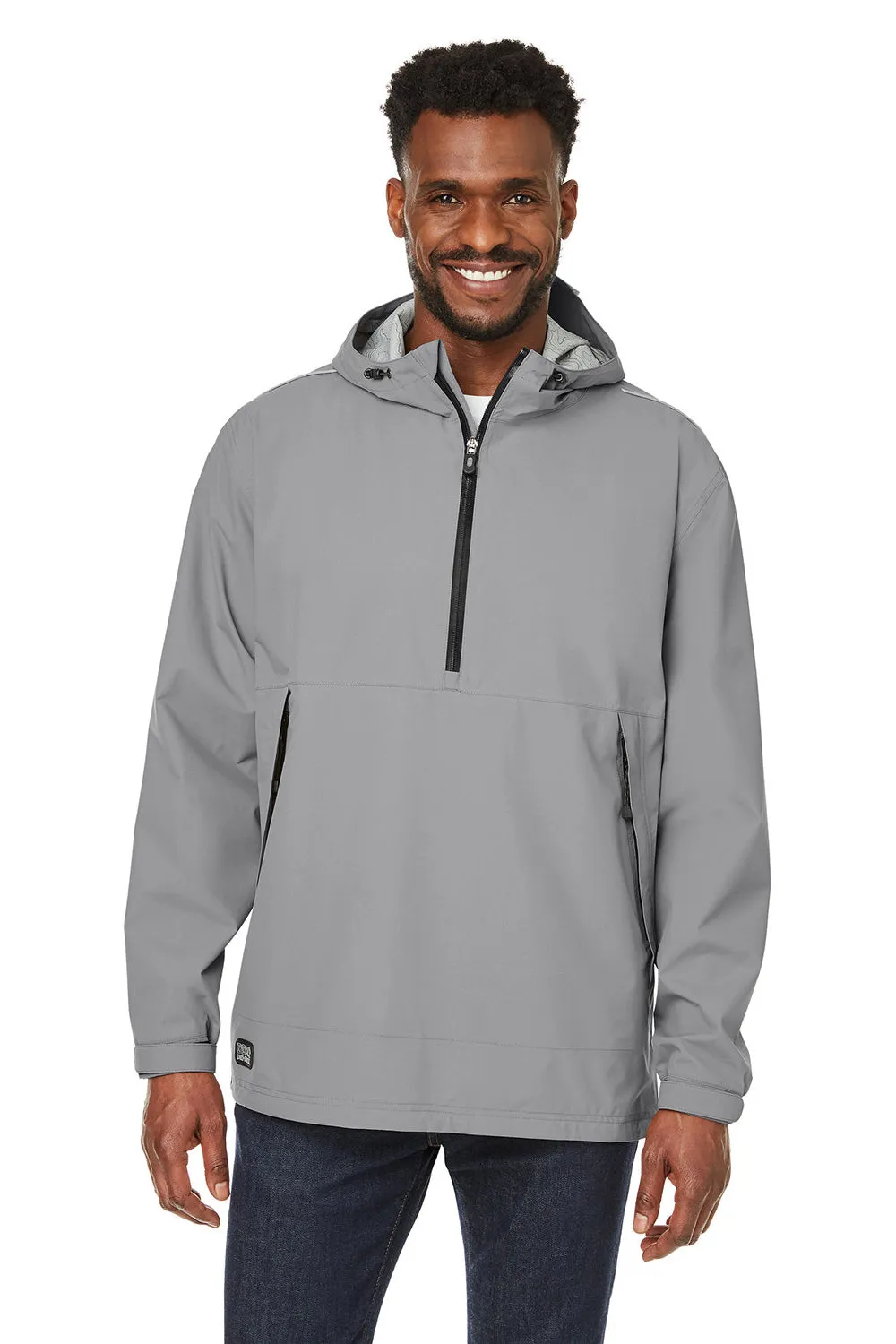 Dri Duck Mens Challenger Stain Resistant 1/4 Zip Hooded Anorak Jacket - Grey