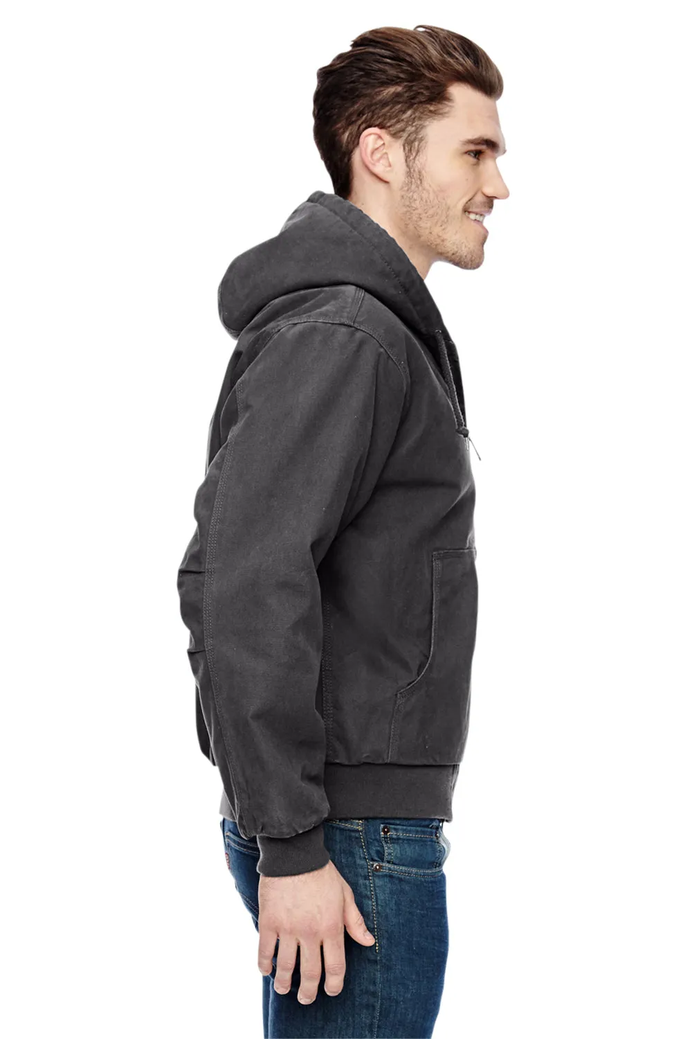 Dri Duck Mens Cheyenne Full Zip Hooded Sweatshirt Hoodie w/ Pockets - Charcoal Grey
