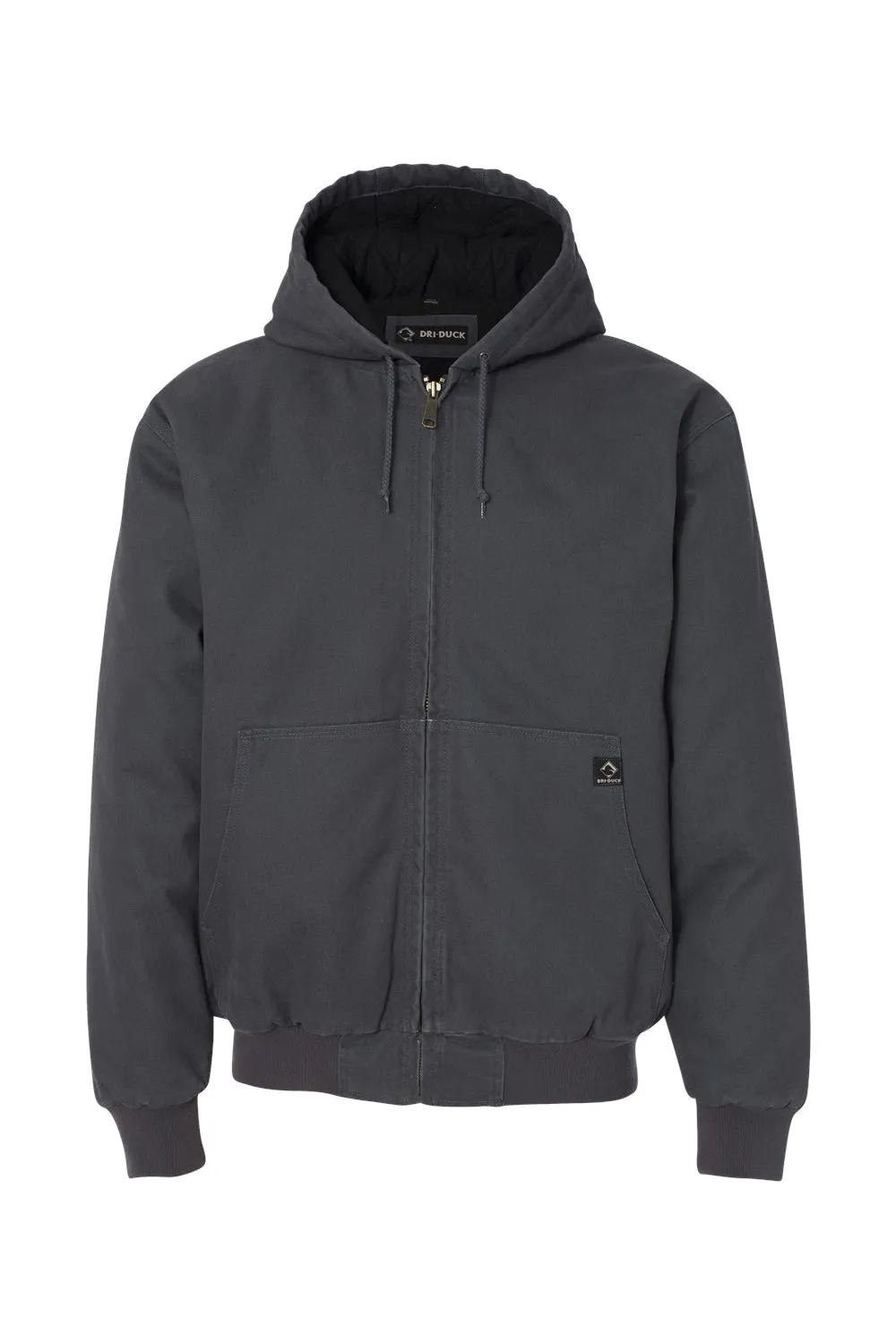 Dri Duck Mens Cheyenne Full Zip Hooded Sweatshirt Hoodie w/ Pockets - Charcoal Grey