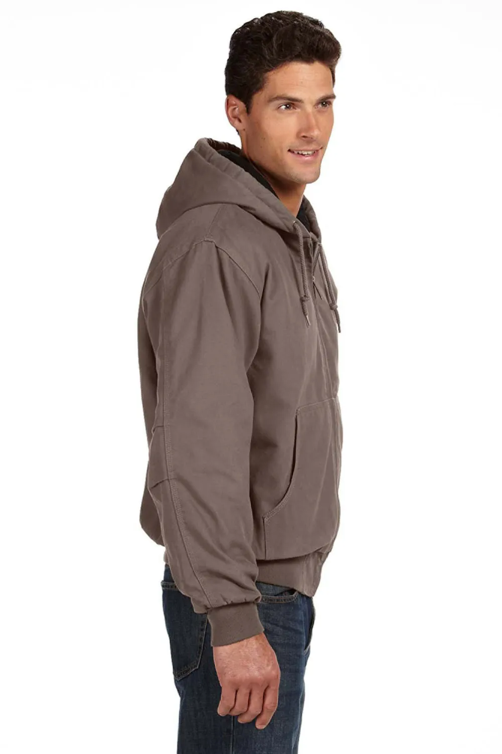 Dri Duck Mens Cheyenne Full Zip Hooded Sweatshirt Hoodie w/ Pockets - Gravel Grey