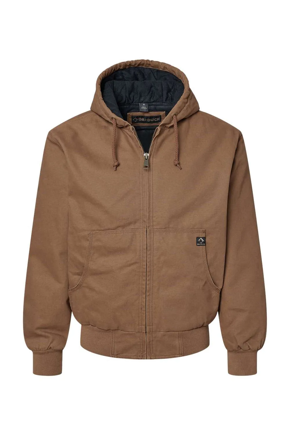 Dri Duck Mens Cheyenne Full Zip Hooded Sweatshirt Hoodie w/ Pockets - Khaki Brown