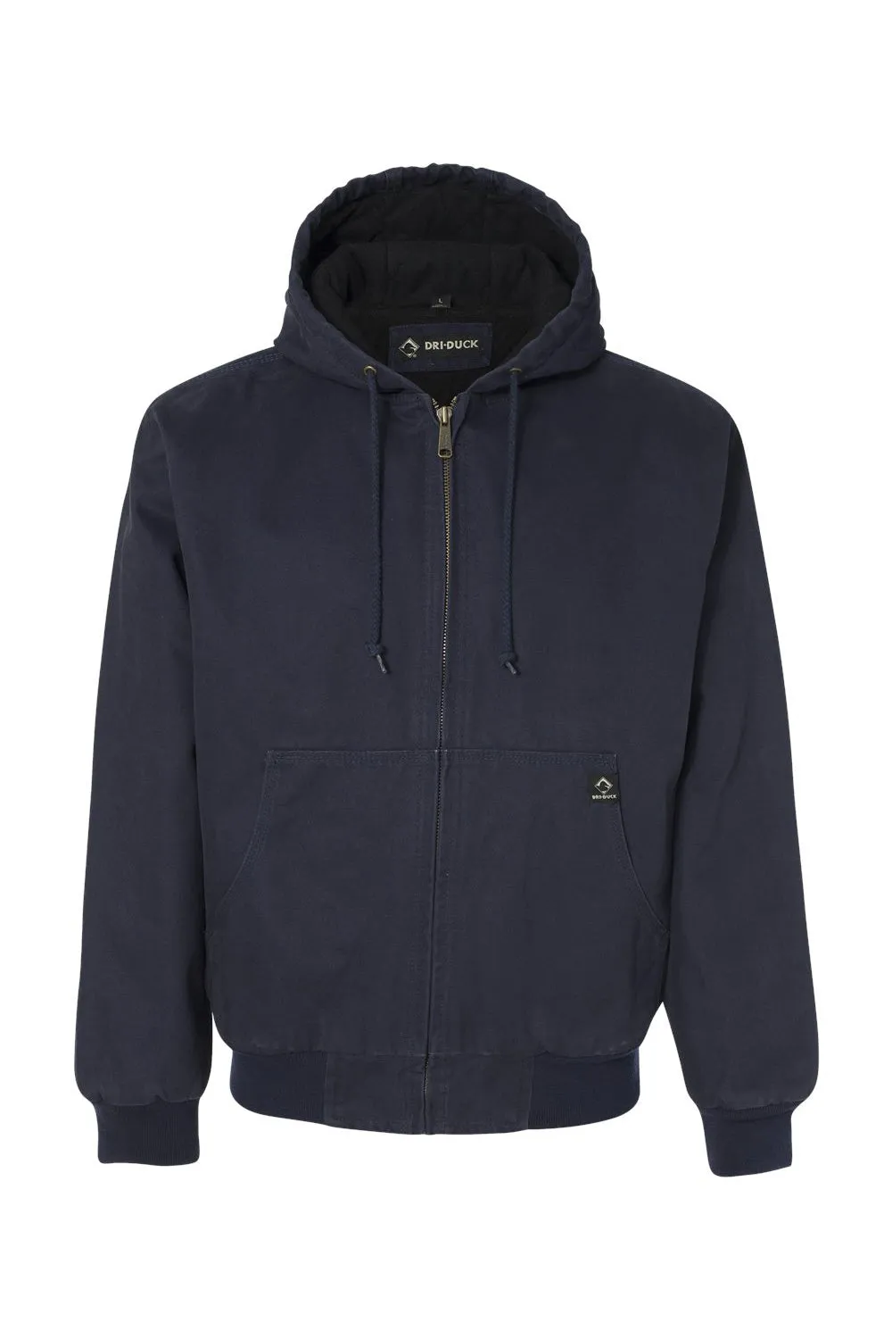 Dri Duck Mens Cheyenne Full Zip Hooded Sweatshirt Hoodie w/ Pockets - Navy Blue
