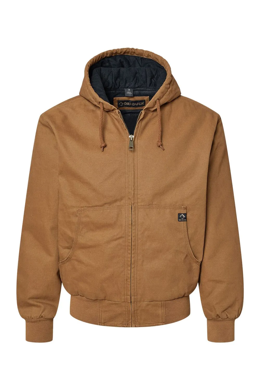Dri Duck Mens Cheyenne Full Zip Hooded Sweatshirt Hoodie w/ Pockets - Saddle Brown