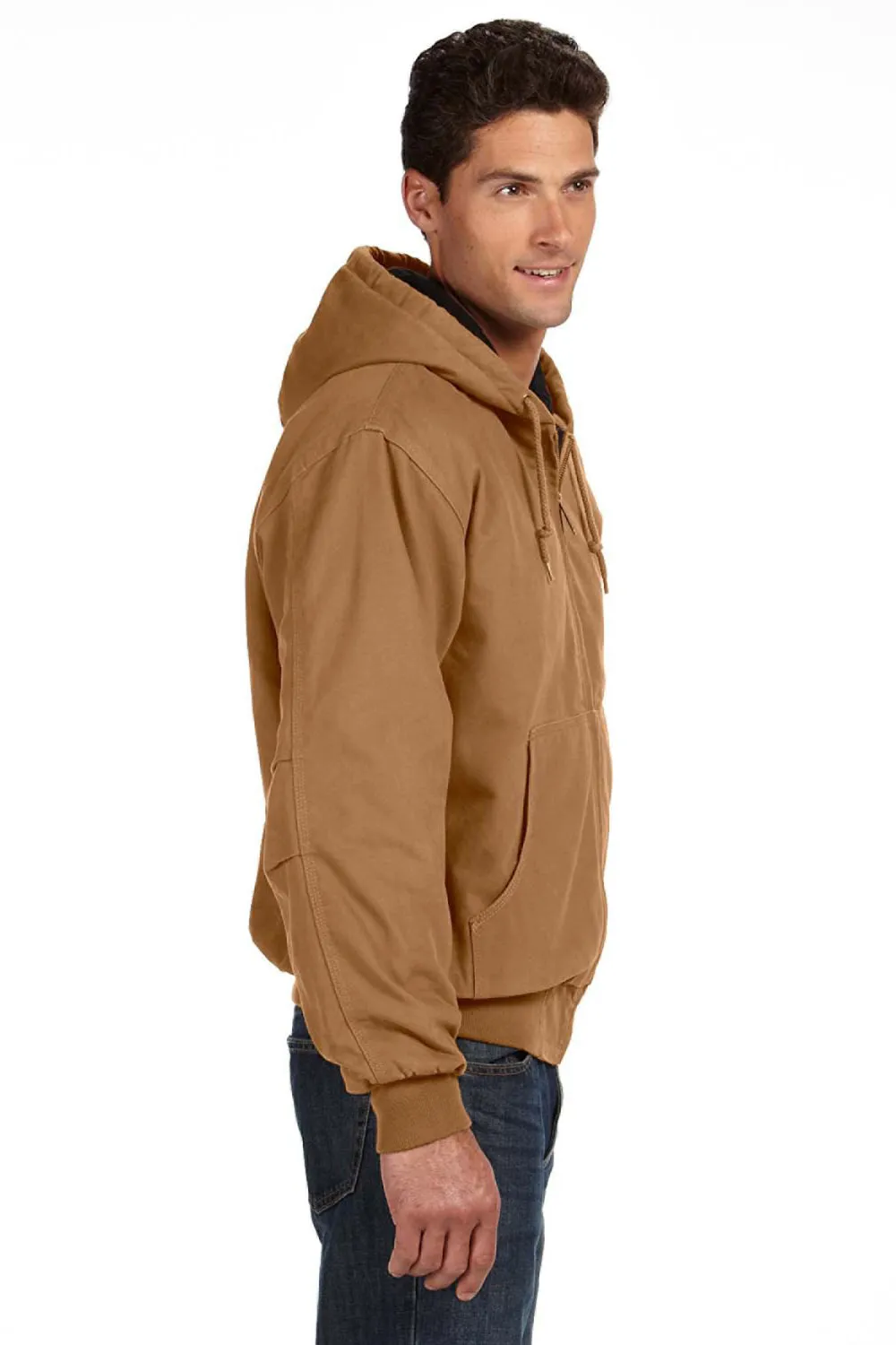 Dri Duck Mens Cheyenne Full Zip Hooded Sweatshirt Hoodie w/ Pockets - Saddle Brown