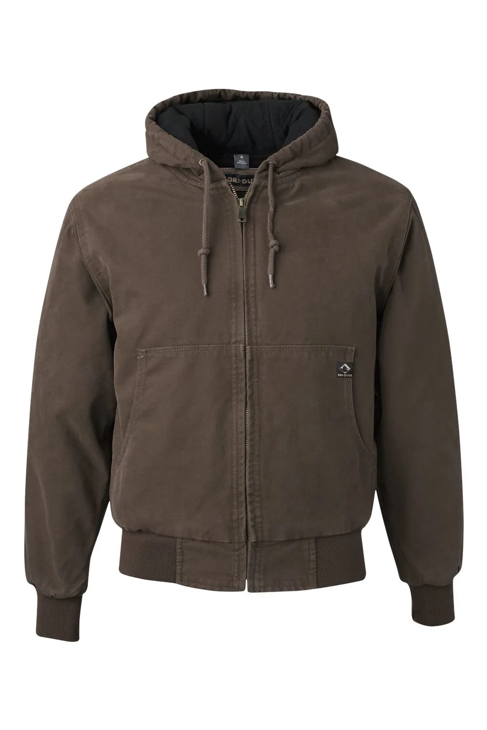 Dri Duck Mens Cheyenne Full Zip Hooded Sweatshirt Hoodie w/ Pockets - Tobacco Brown