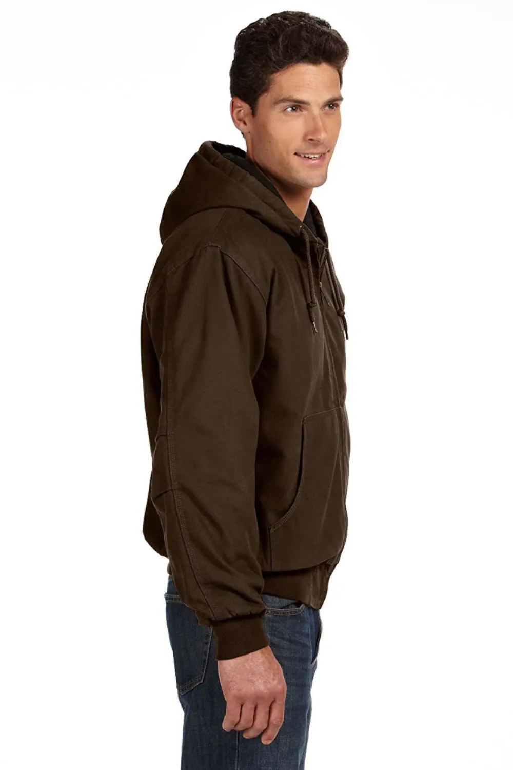 Dri Duck Mens Cheyenne Full Zip Hooded Sweatshirt Hoodie w/ Pockets - Tobacco Brown