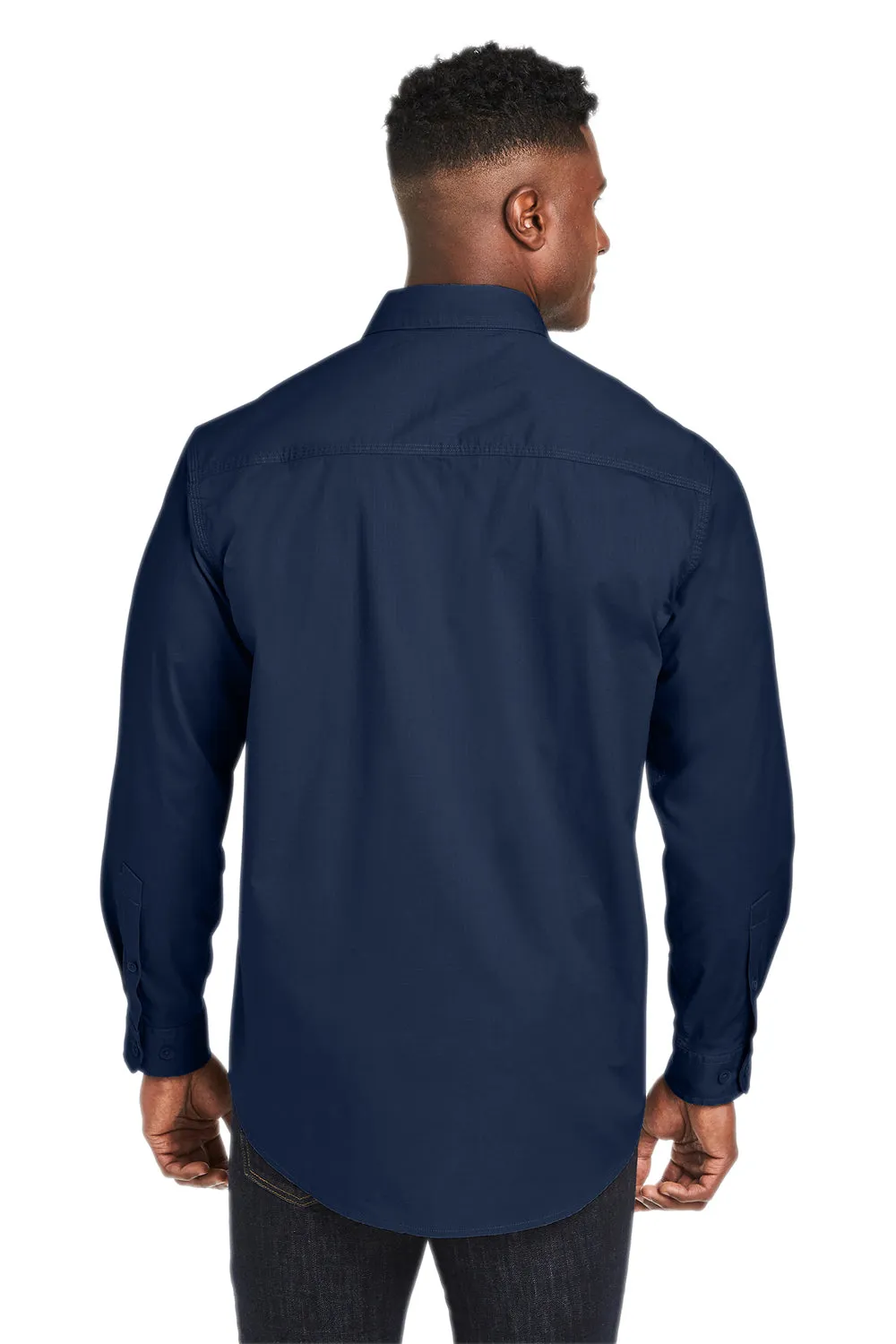 Dri Duck Mens Craftsman Long Sleeve Button Down Shirt w/ Double Pockets - Deep Blue