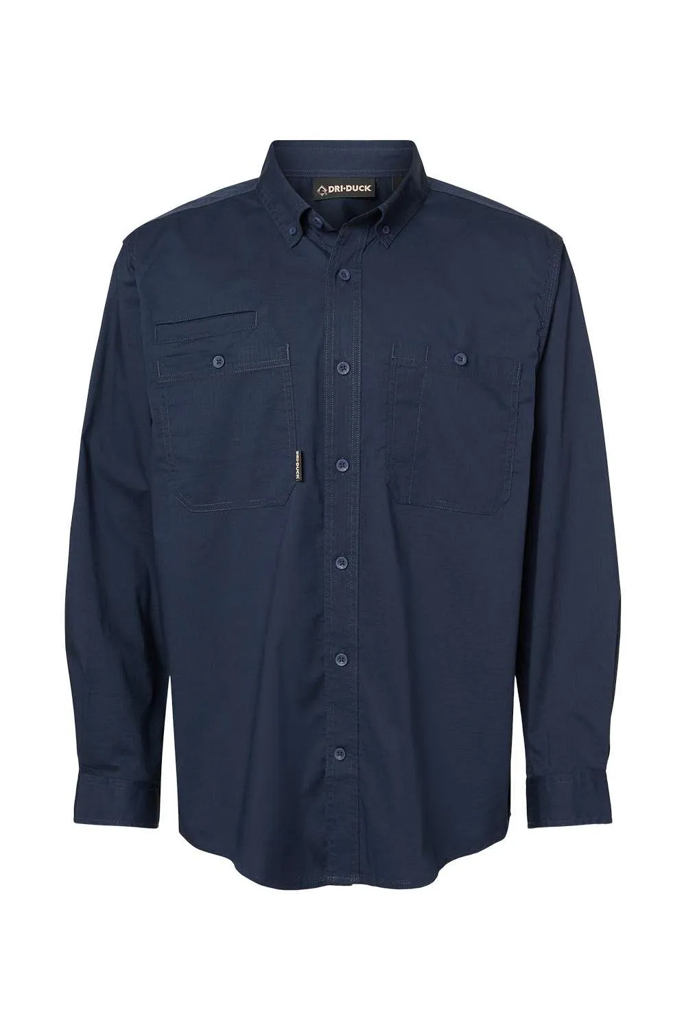 Dri Duck Mens Craftsman Long Sleeve Button Down Shirt w/ Double Pockets - Deep Blue
