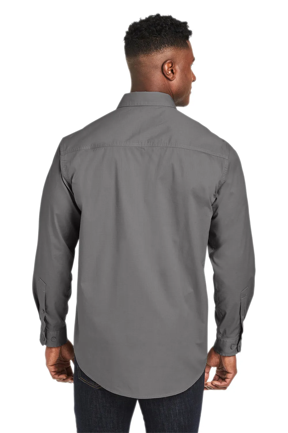 Dri Duck Mens Craftsman Long Sleeve Button Down Shirt w/ Double Pockets - Gunmetal Grey