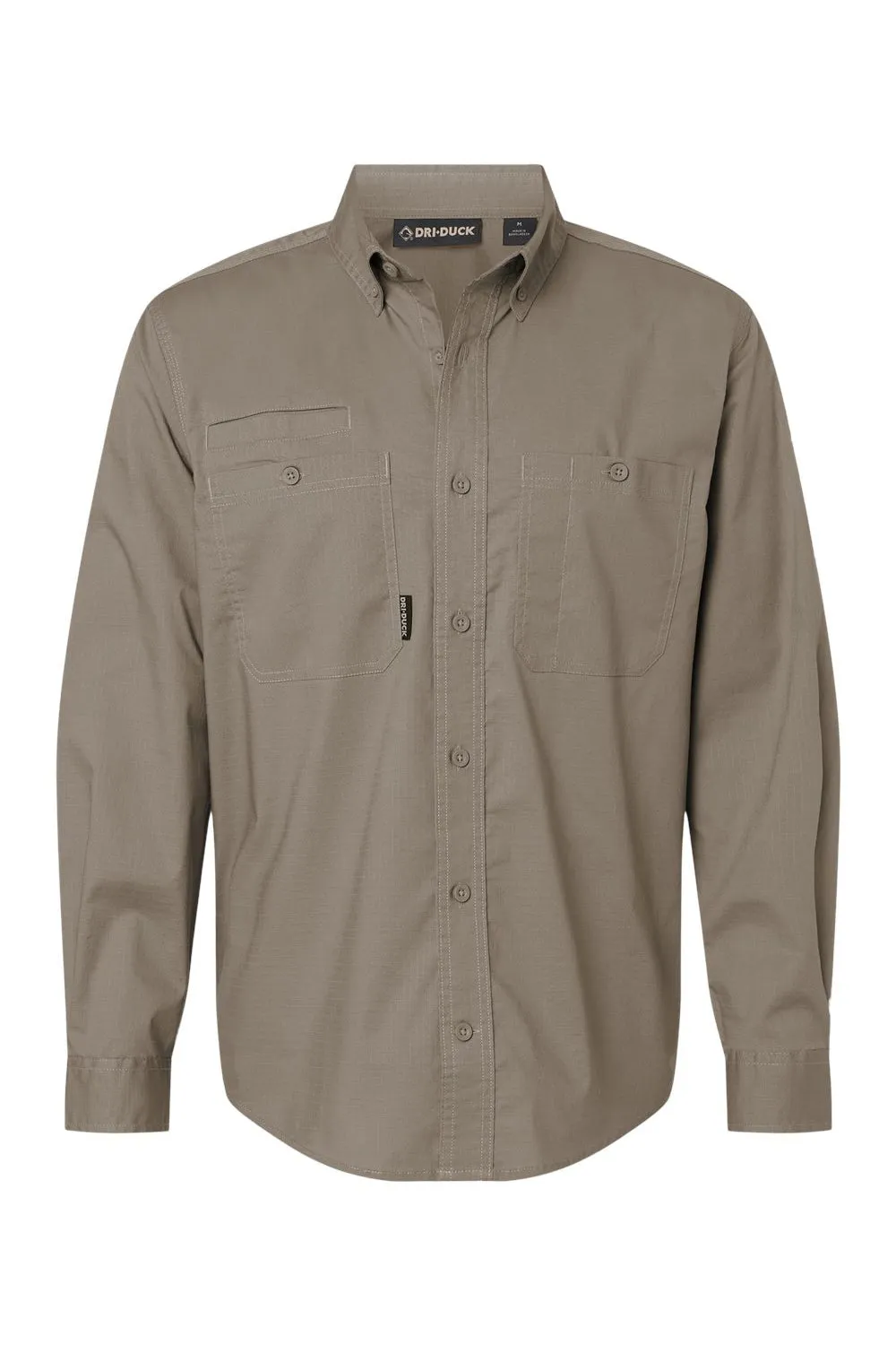 Dri Duck Mens Craftsman Long Sleeve Button Down Shirt w/ Double Pockets - Rope Brown