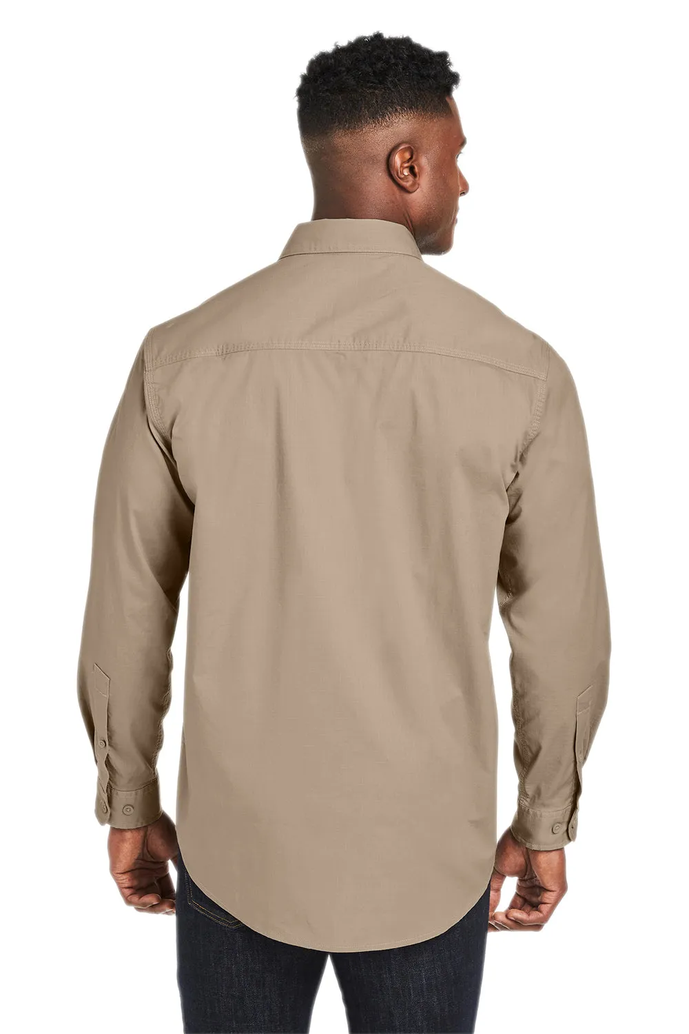 Dri Duck Mens Craftsman Long Sleeve Button Down Shirt w/ Double Pockets - Rope Brown