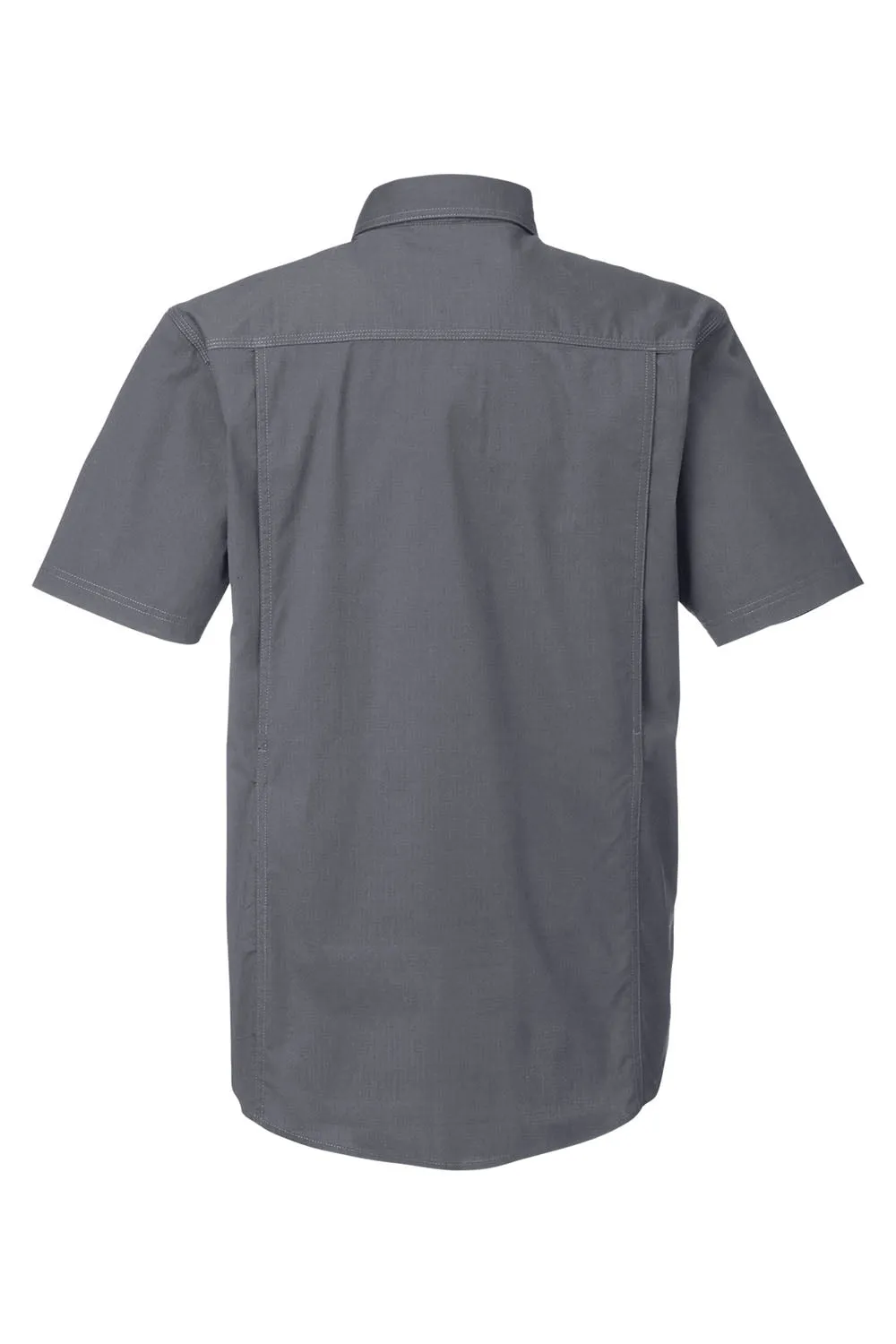 Dri Duck Mens Craftsman Ripstop Short Sleeve Button Down Shirt w/ Double Pockets - Gunmetal Grey