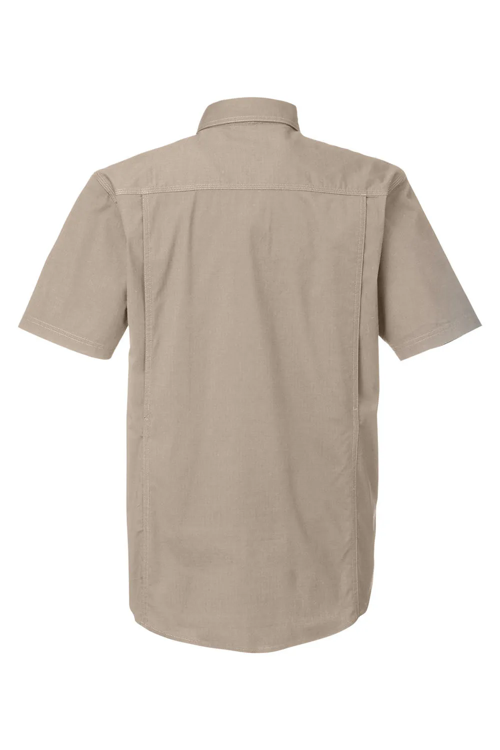 Dri Duck Mens Craftsman Ripstop Short Sleeve Button Down Shirt w/ Double Pockets - Rope Brown