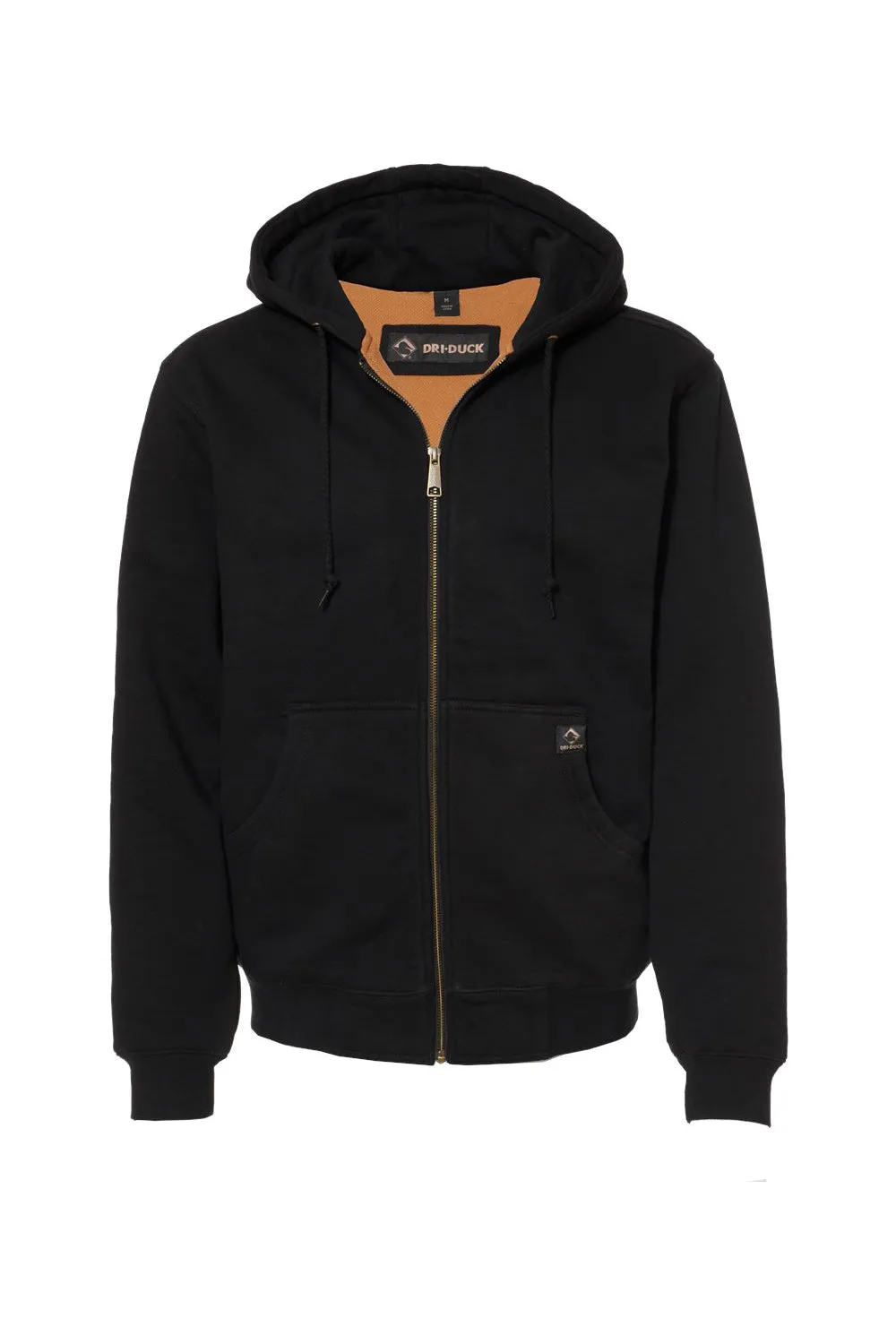 Dri Duck Mens Crossfire PowerFleece Full Zip Hooded Sweatshirt Hoodie w/ Pockets - Black