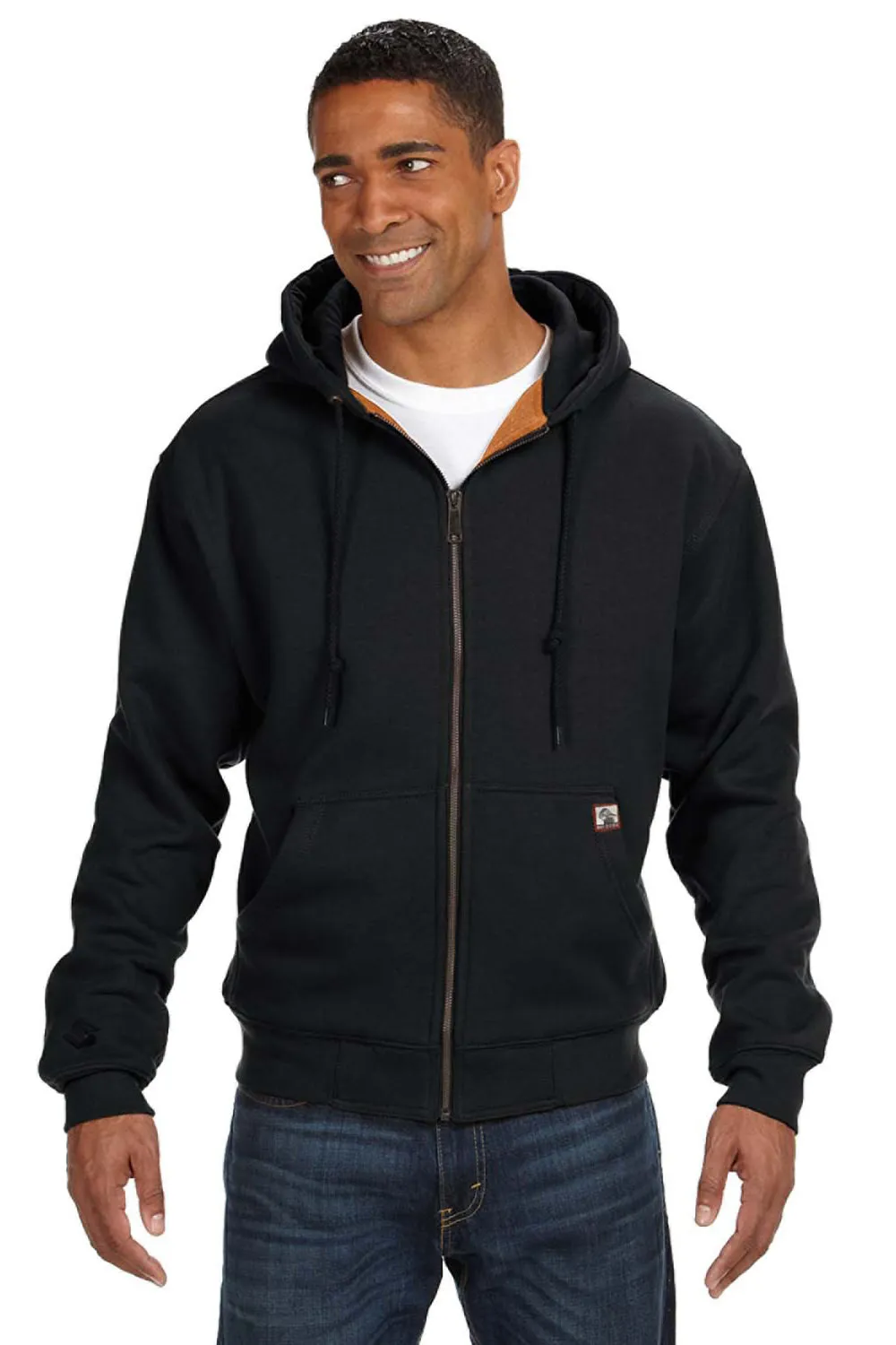 Dri Duck Mens Crossfire PowerFleece Full Zip Hooded Sweatshirt Hoodie w/ Pockets - Black