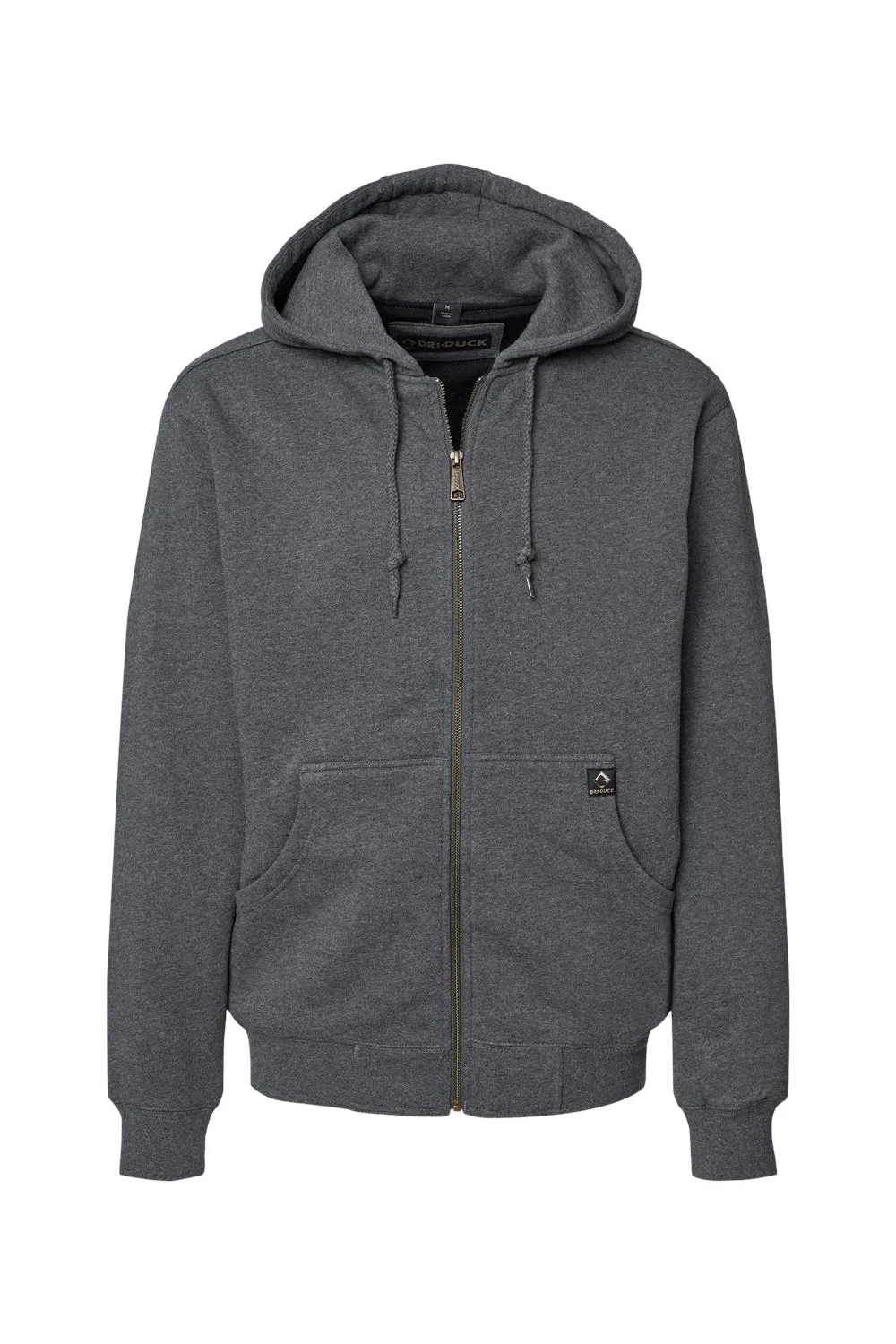Dri Duck Mens Crossfire PowerFleece Full Zip Hooded Sweatshirt Hoodie w/ Pockets - Dark Oxford Grey