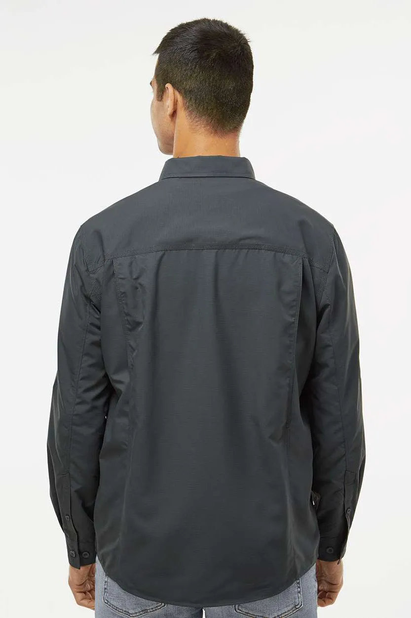 Dri Duck Mens Crossroad UPF 50  Long Sleeve Button Down Shirt w/ Double Pockets - Charcoal Grey