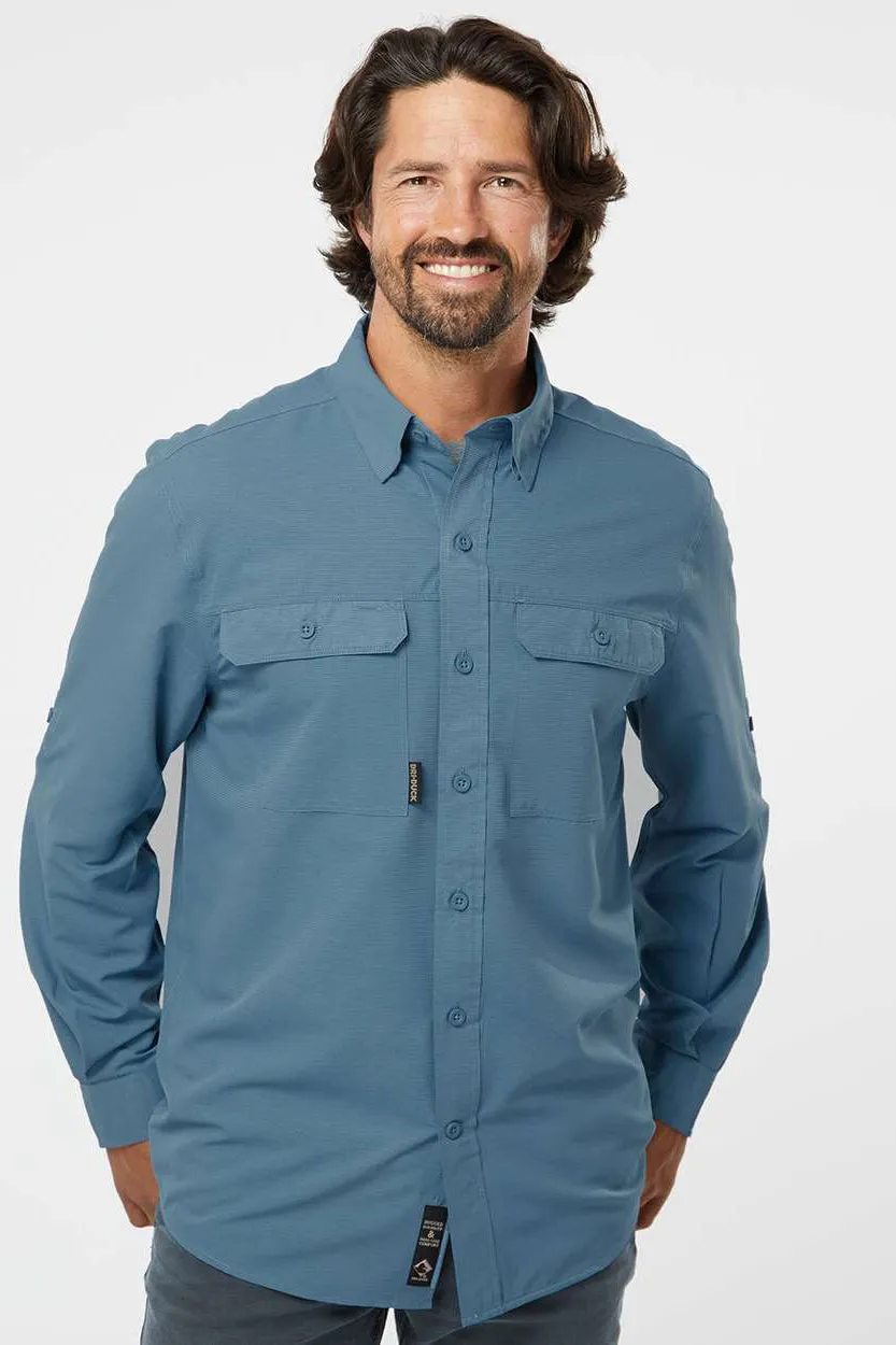 Dri Duck Mens Crossroad UPF 50  Long Sleeve Button Down Shirt w/ Double Pockets - Slate Blue