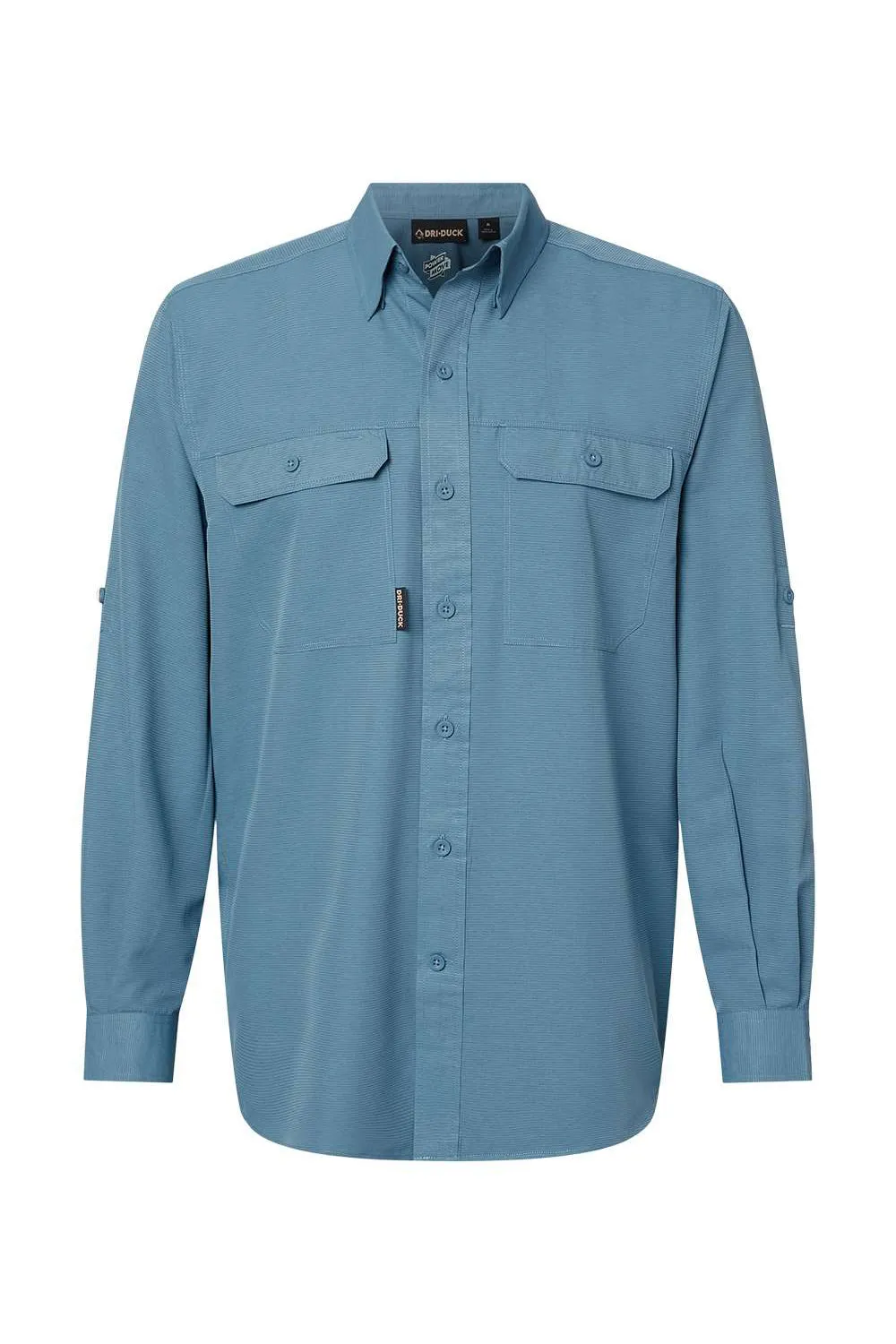 Dri Duck Mens Crossroad UPF 50  Long Sleeve Button Down Shirt w/ Double Pockets - Slate Blue