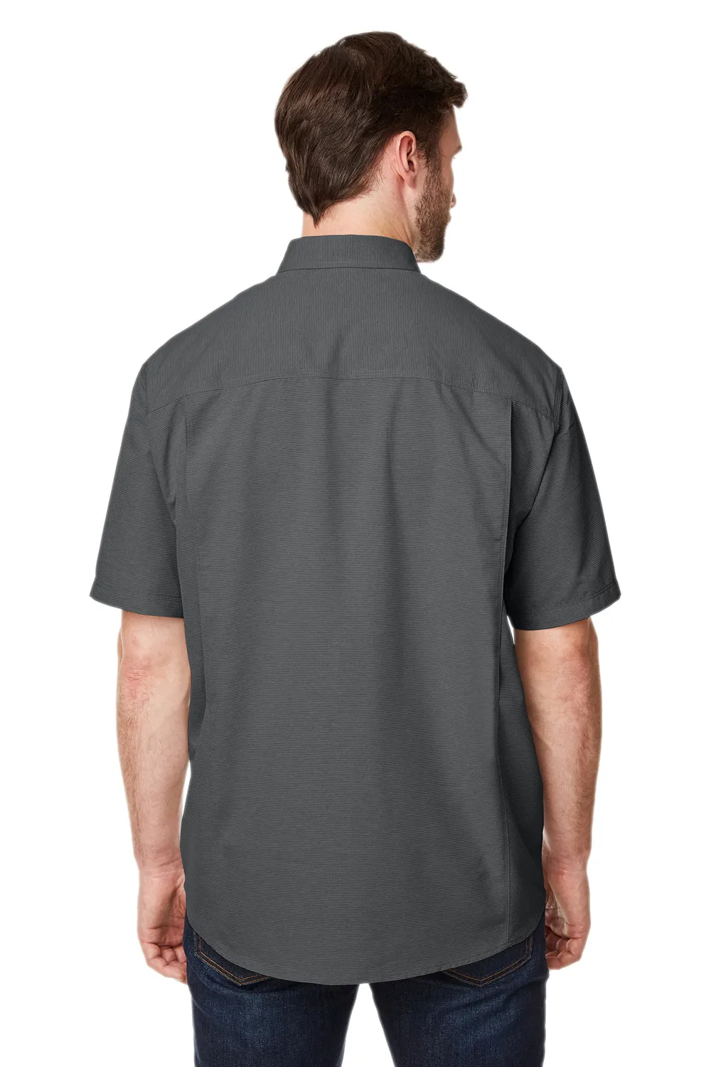 Dri Duck Mens Crossroad UPF 50  Short Sleeve Button Down Shirt w/ Double Pockets - Charcoal Grey
