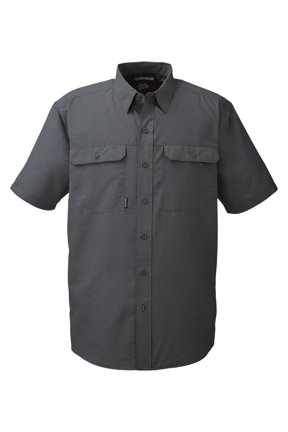 Dri Duck Mens Crossroad UPF 50  Short Sleeve Button Down Shirt w/ Double Pockets - Charcoal Grey