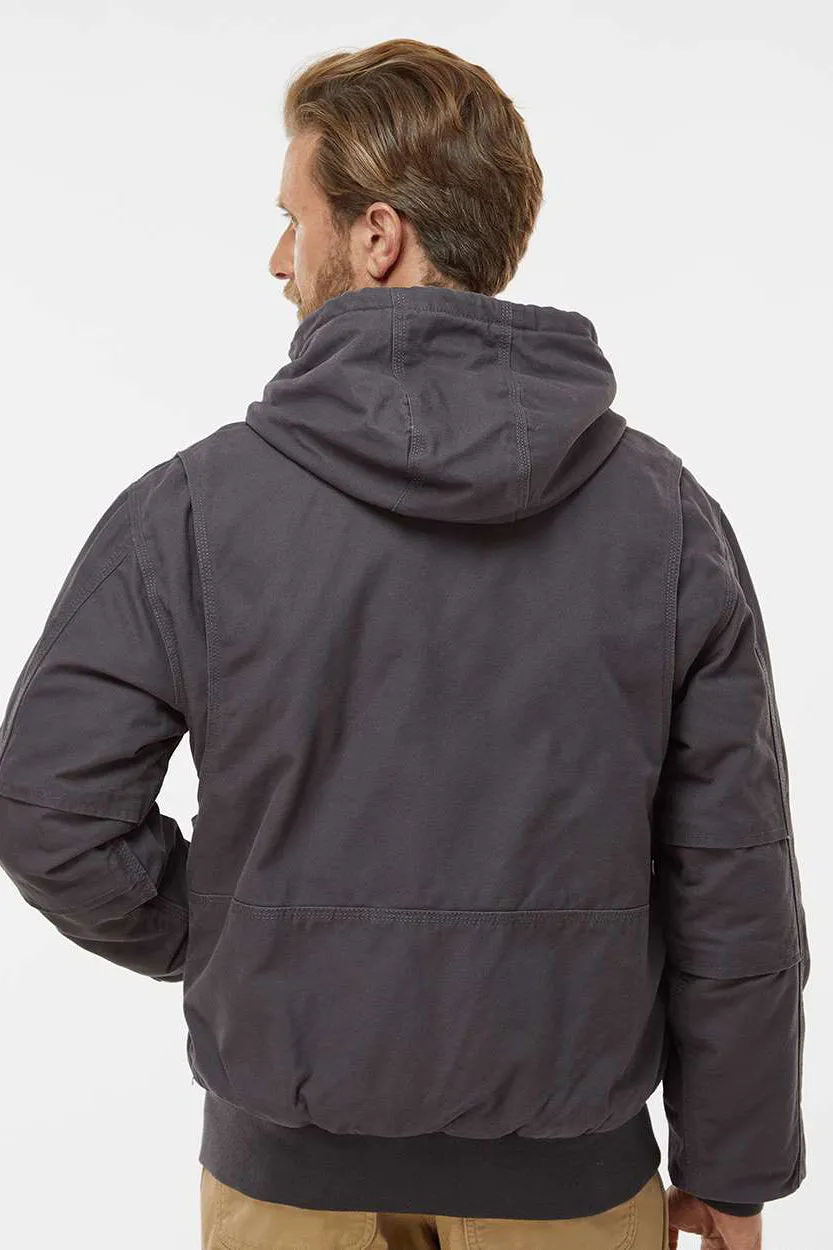 Dri Duck Mens Laramie Canvas Full Zip Hooded Jacket - Charcoal Grey