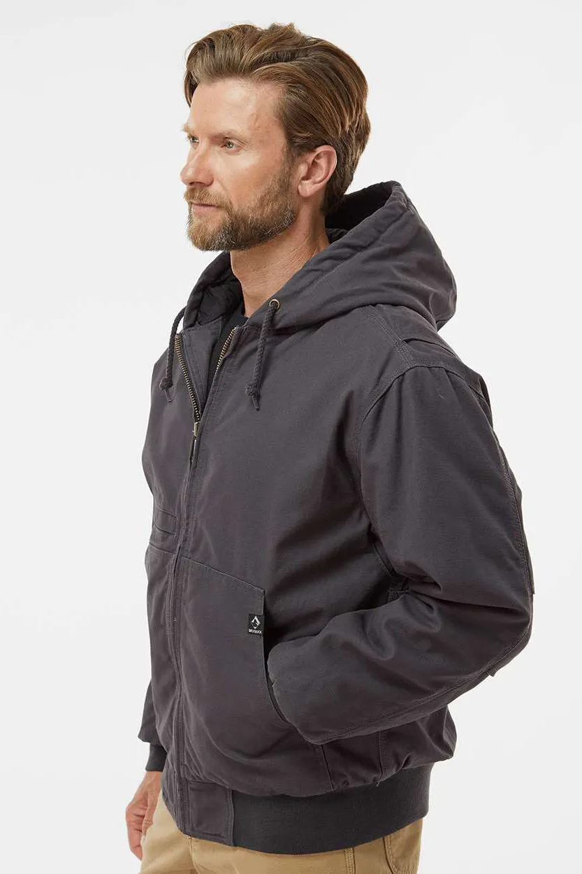 Dri Duck Mens Laramie Canvas Full Zip Hooded Jacket - Charcoal Grey