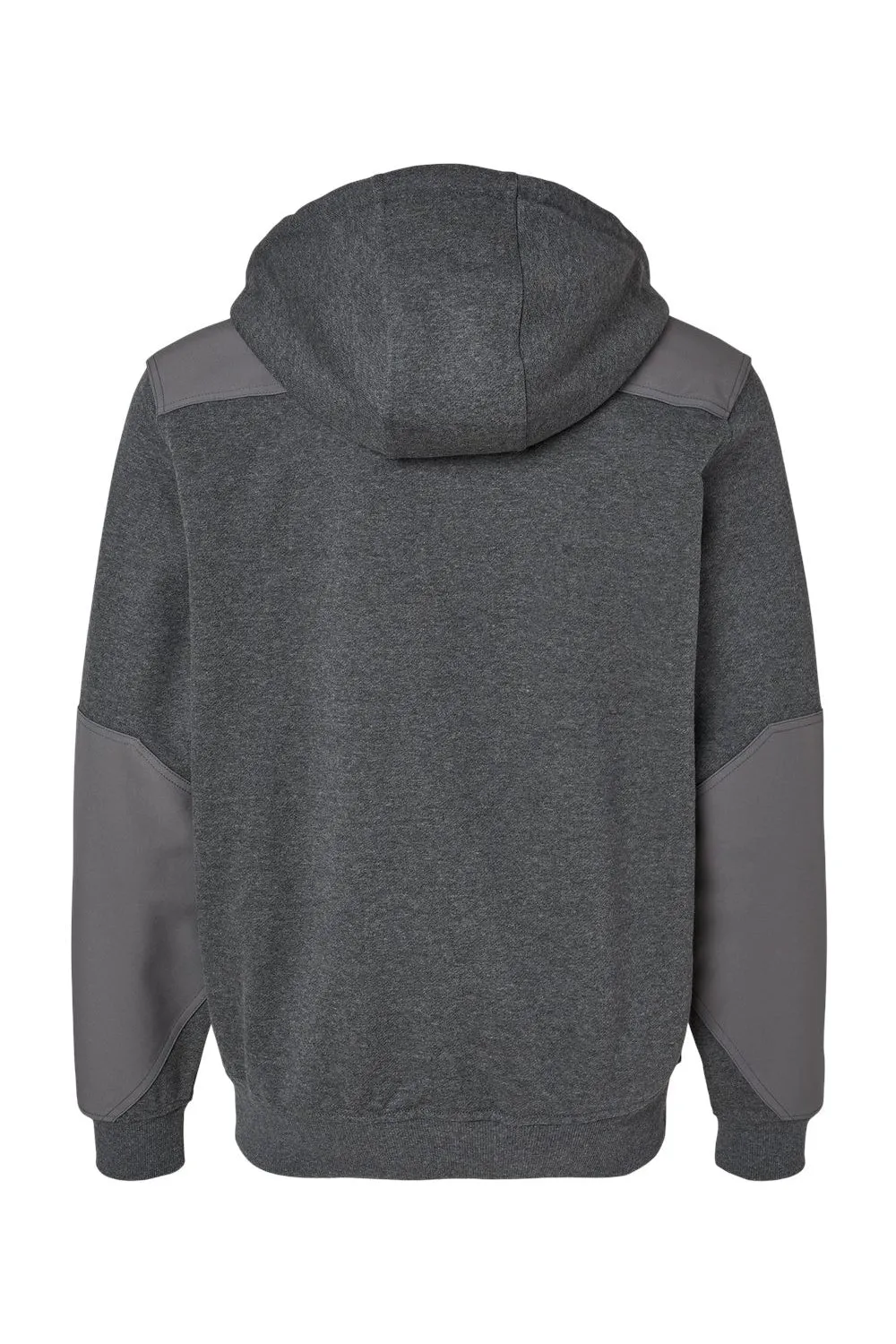 Dri Duck Mens Mission Fleece Water Resistant 1/4 Zip Hooded Sweatshirt Hoodie w/ Pouch Pocket - Dark Oxford Grey