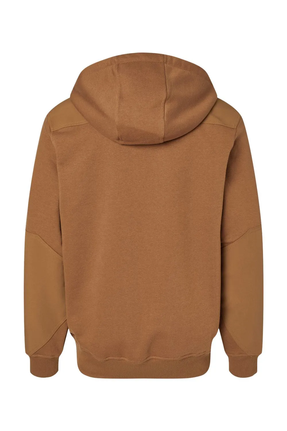 Dri Duck Mens Mission Fleece Water Resistant 1/4 Zip Hooded Sweatshirt Hoodie w/ Pouch Pocket - Saddle Brown