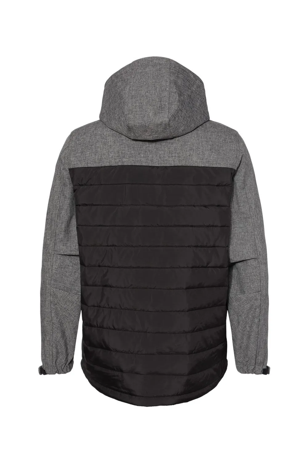 Dri Duck Mens Pinnacle Water Resistant Puffer Full Zip Hooded Jacket - Heather Black/Black