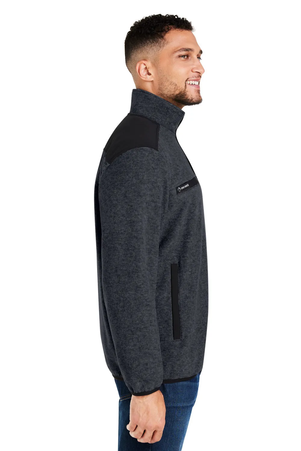 Dri Duck Mens Ranger Melange UPF 50  Fleece Sweatshirt w/ Pockets - Charcoal Grey