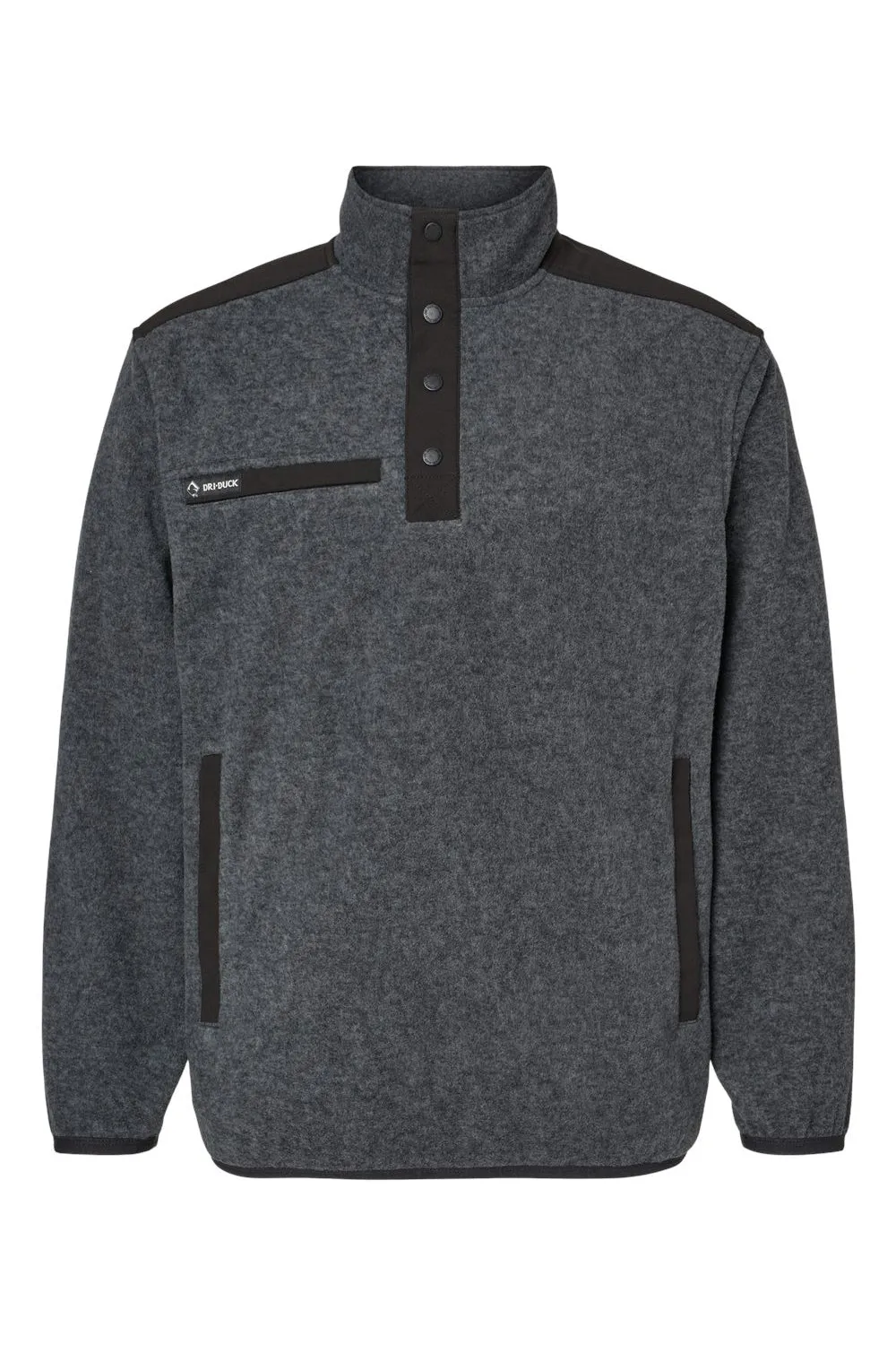 Dri Duck Mens Ranger Melange UPF 50  Fleece Sweatshirt w/ Pockets - Charcoal Grey